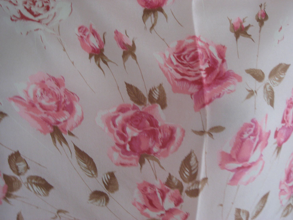 Pink Flowered Silk Scarf