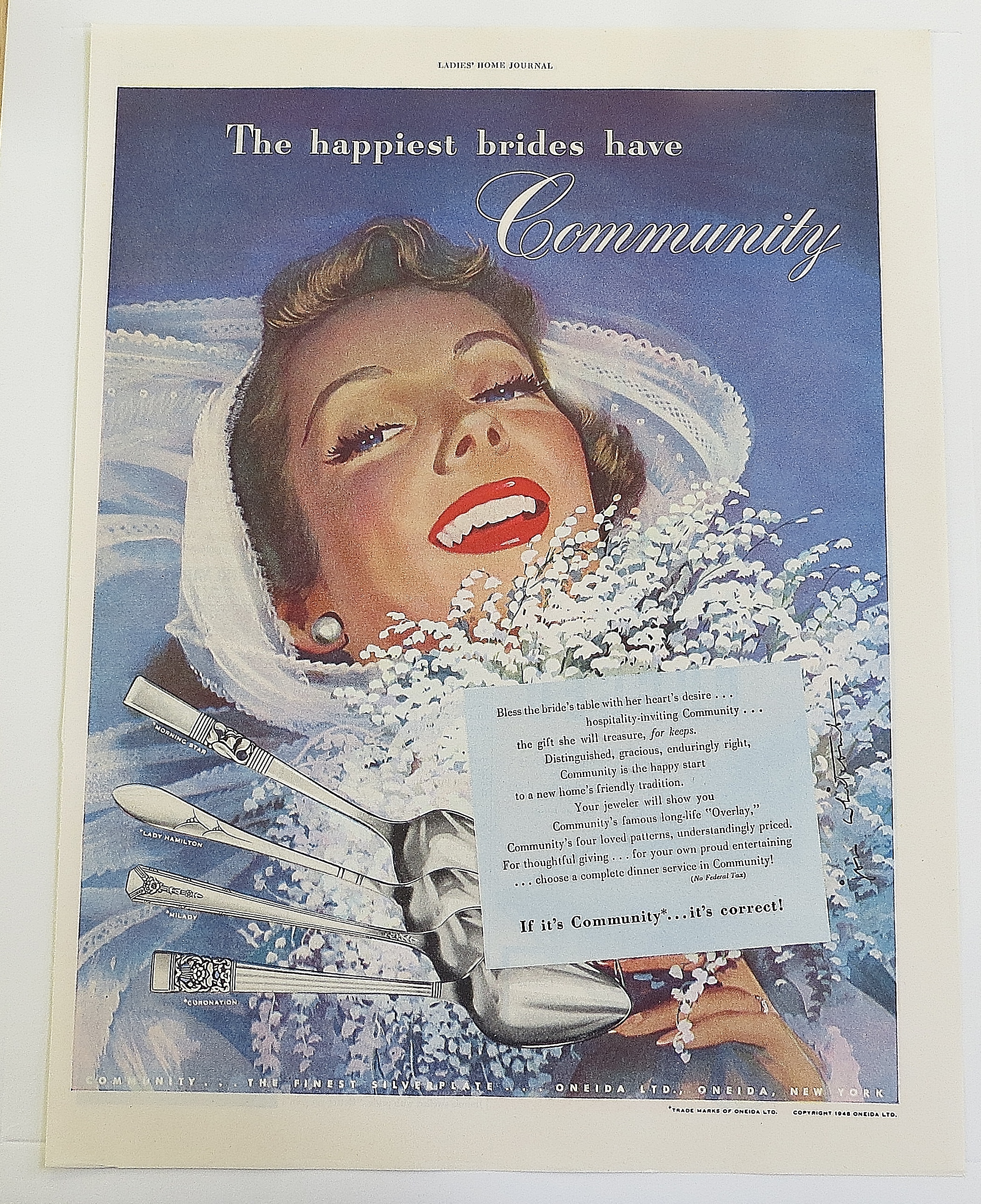 1948 Community Silverplate With Woman Smiling