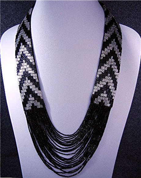 Beaded Black and Silver Necklace USA