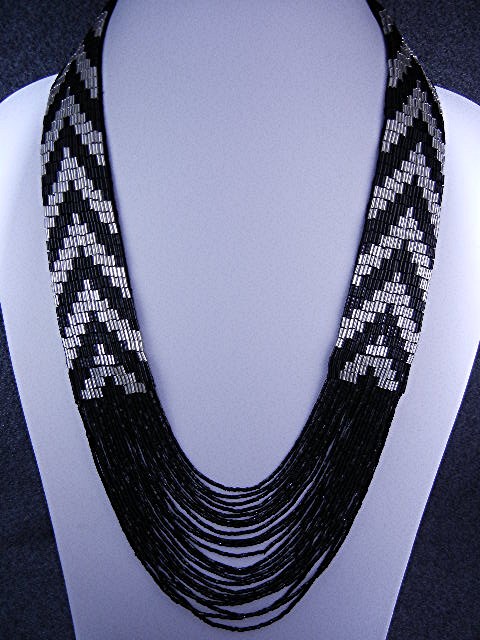 Beaded Black and Silver Necklace USA