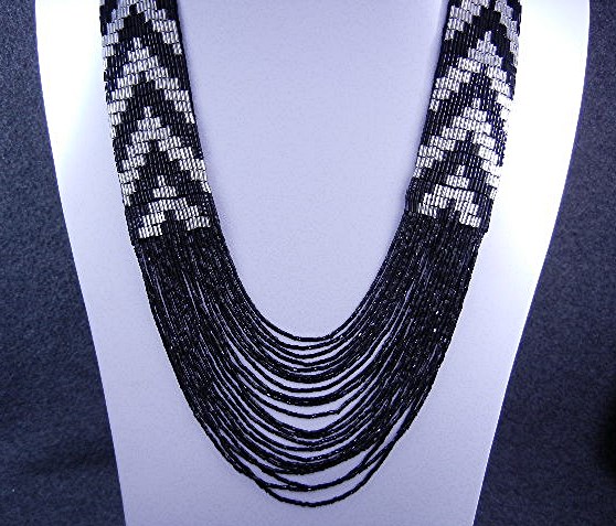 Beaded Black and Silver Necklace USA