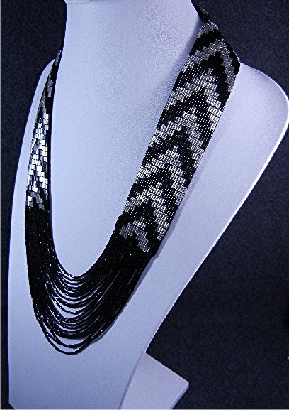 Beaded Black and Silver Necklace USA