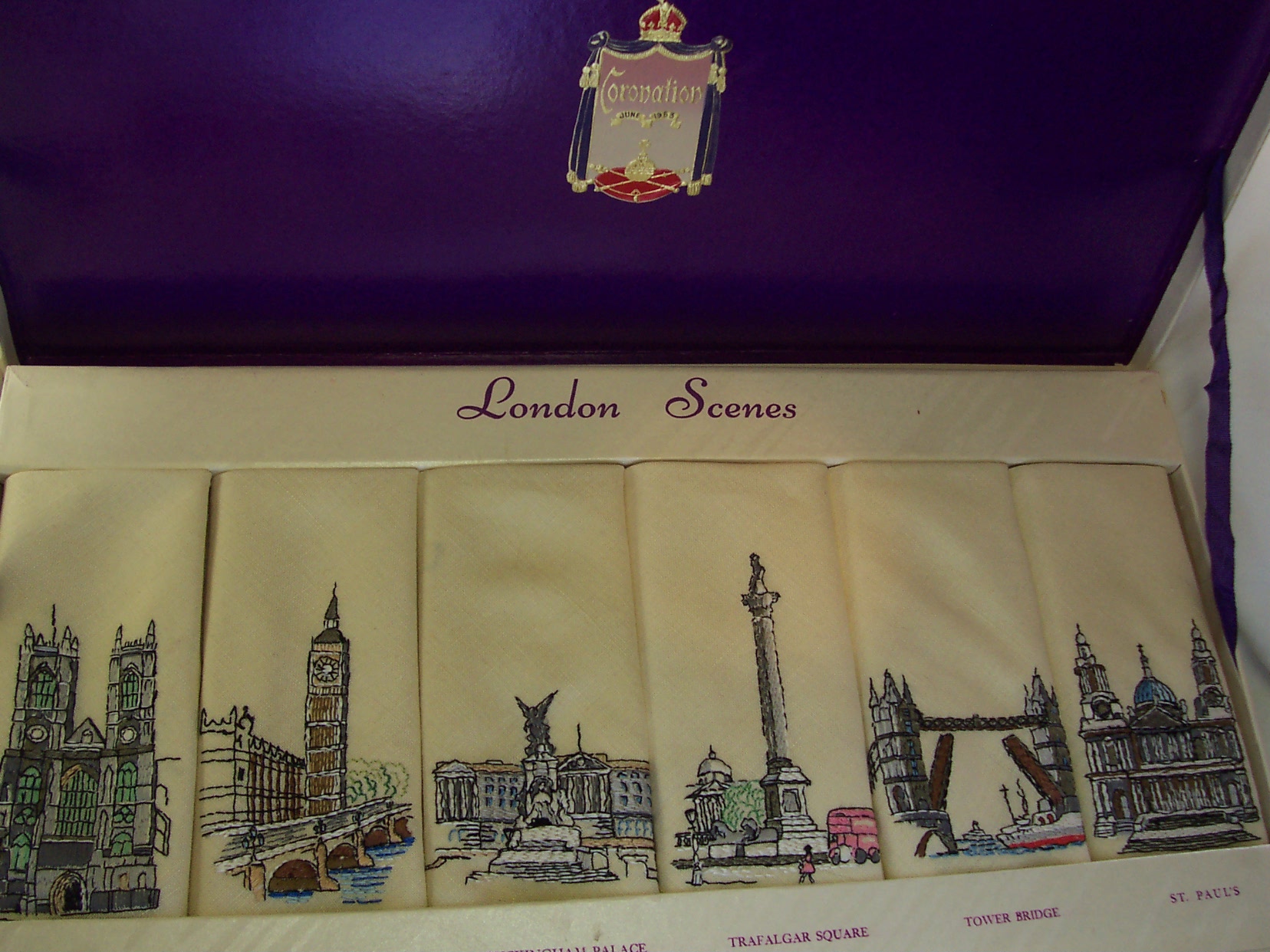 Coronation Tea Napkins Set 1953 Queen Elizabeth II