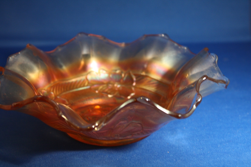 Amber Carnival Glass Bowl
