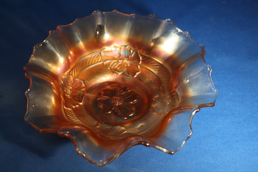 Amber Carnival Glass Bowl