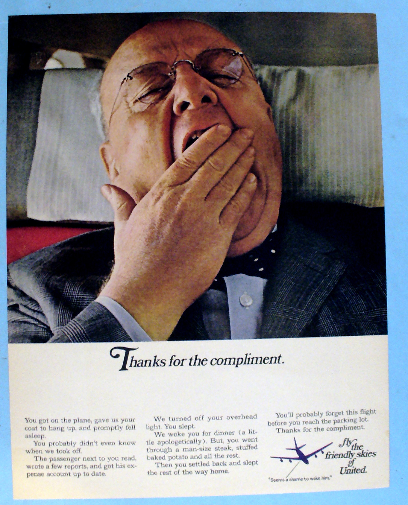 1967 United Airlines w/ a Man Yawning