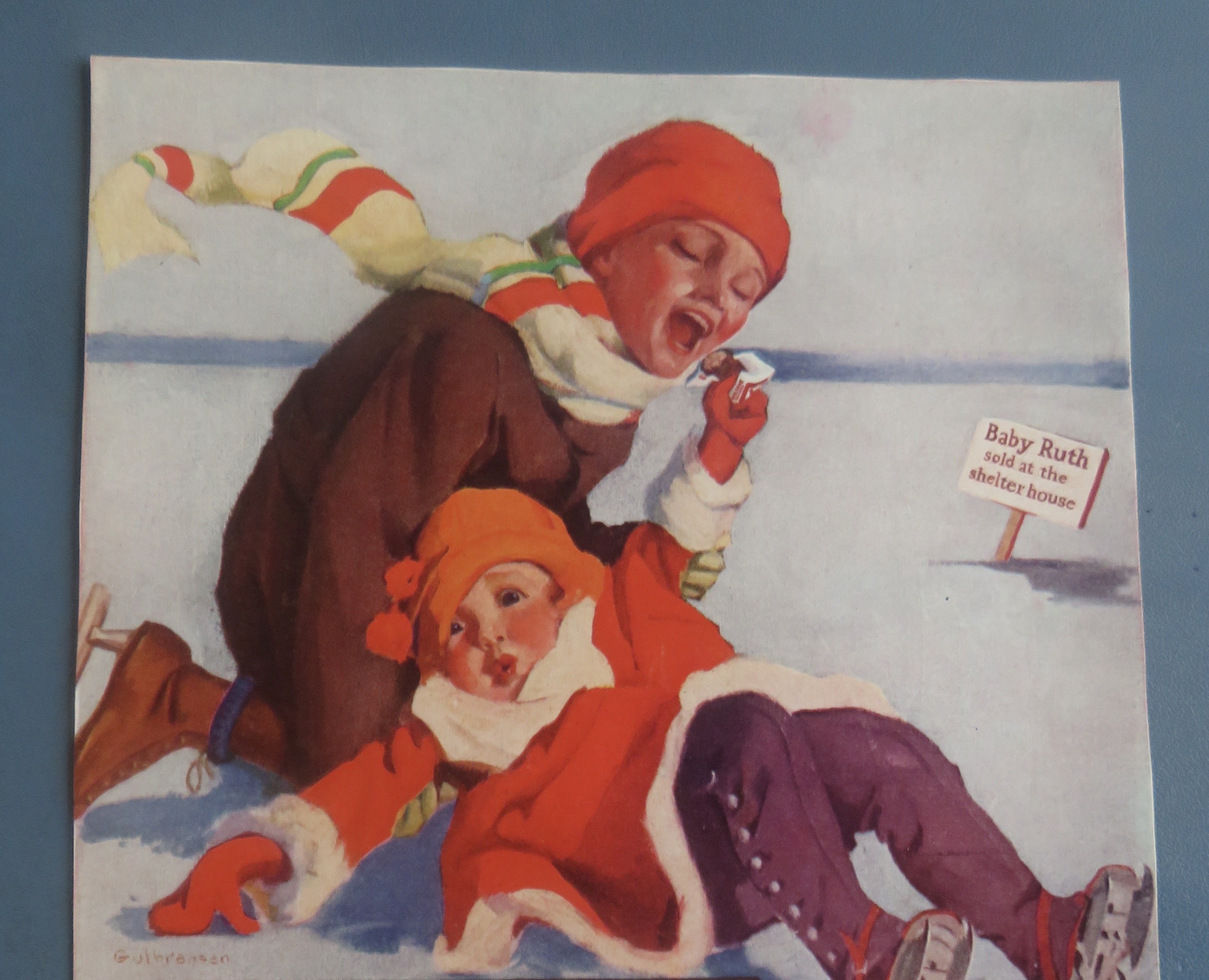1927 Curtiss Baby Ruth Candy Bar with Children Skating