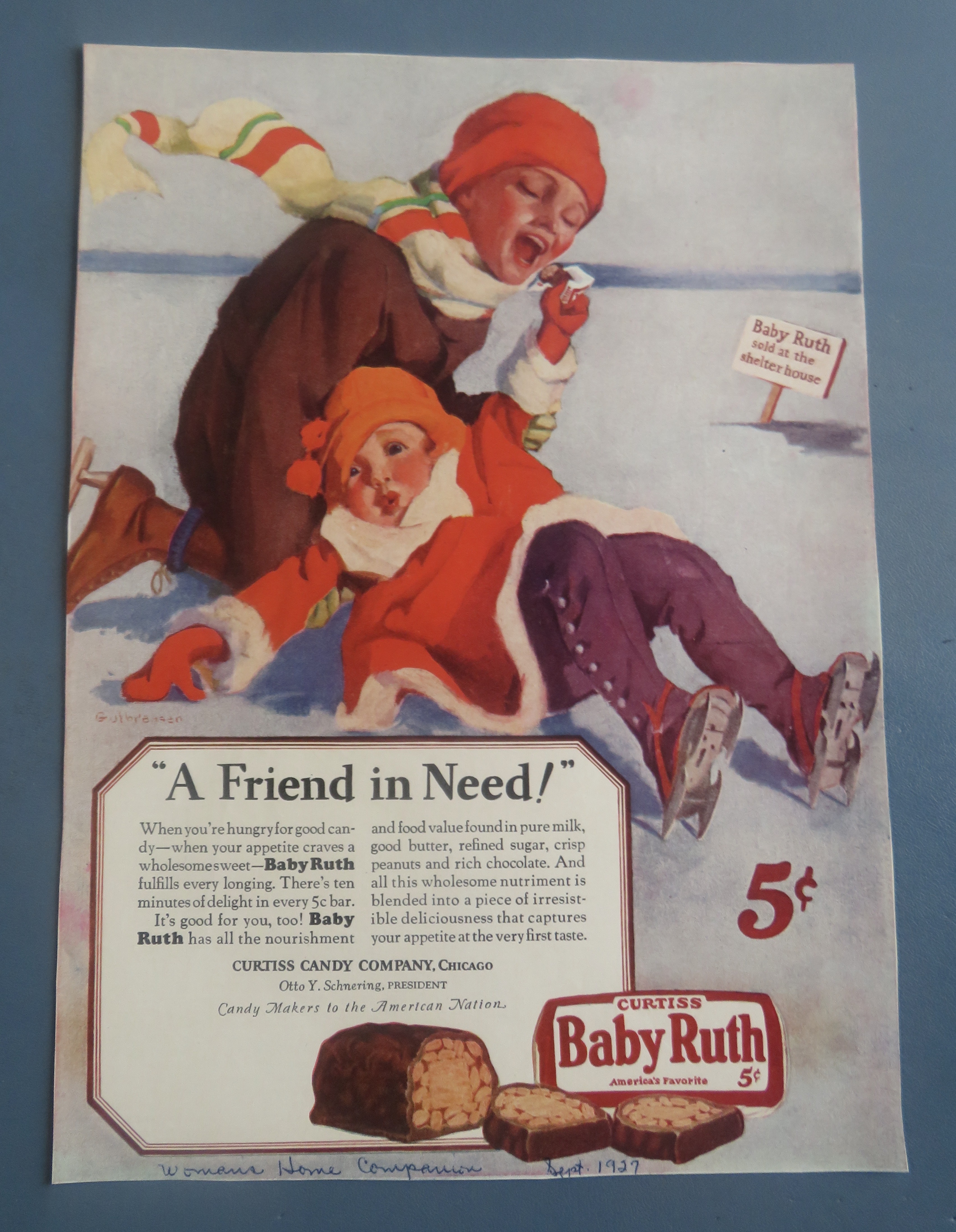 1927 Curtiss Baby Ruth Candy Bar with Children Skating