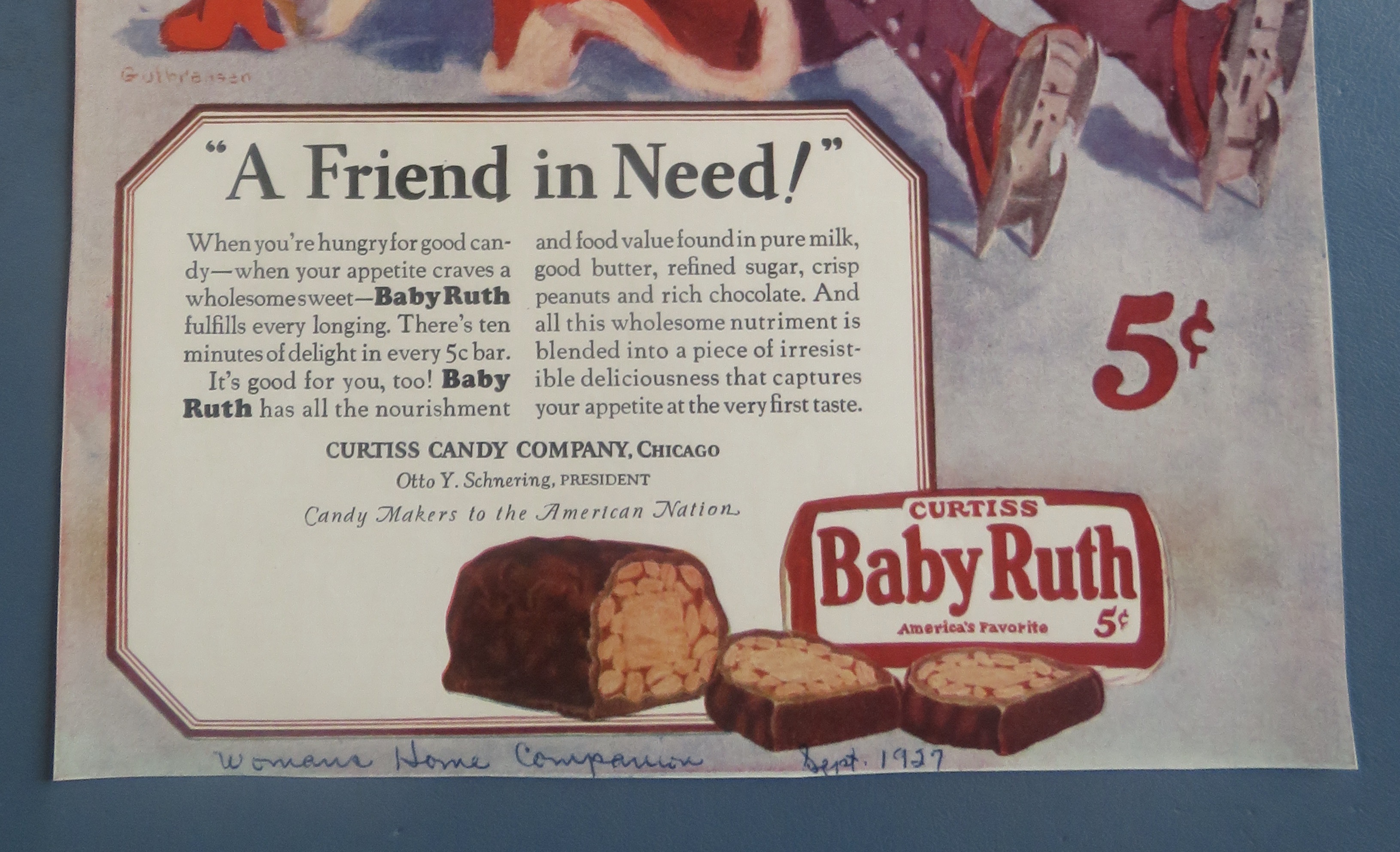 1927 Curtiss Baby Ruth Candy Bar with Children Skating