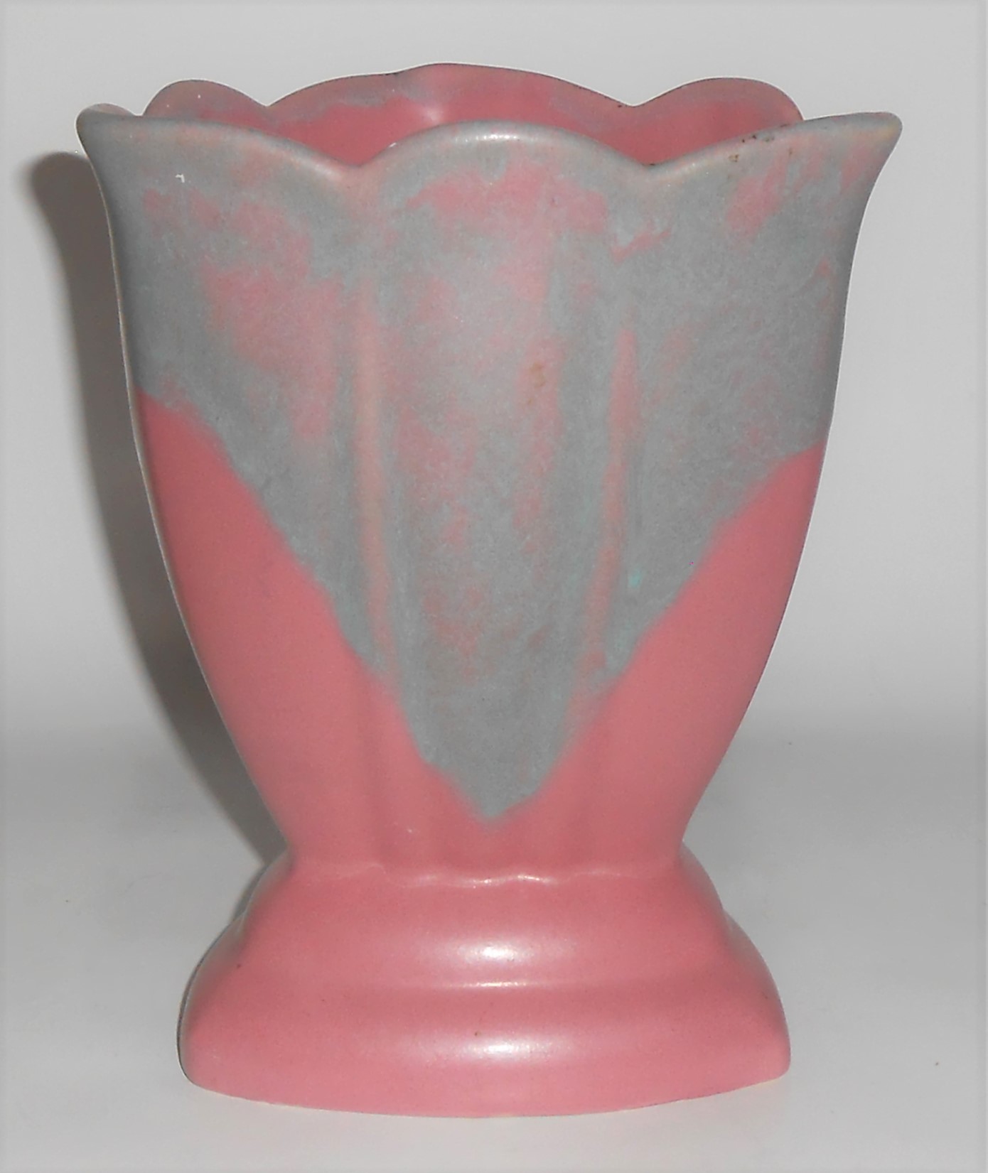 Camark Art Pottery Green Over Mauve Drip #432 Vase