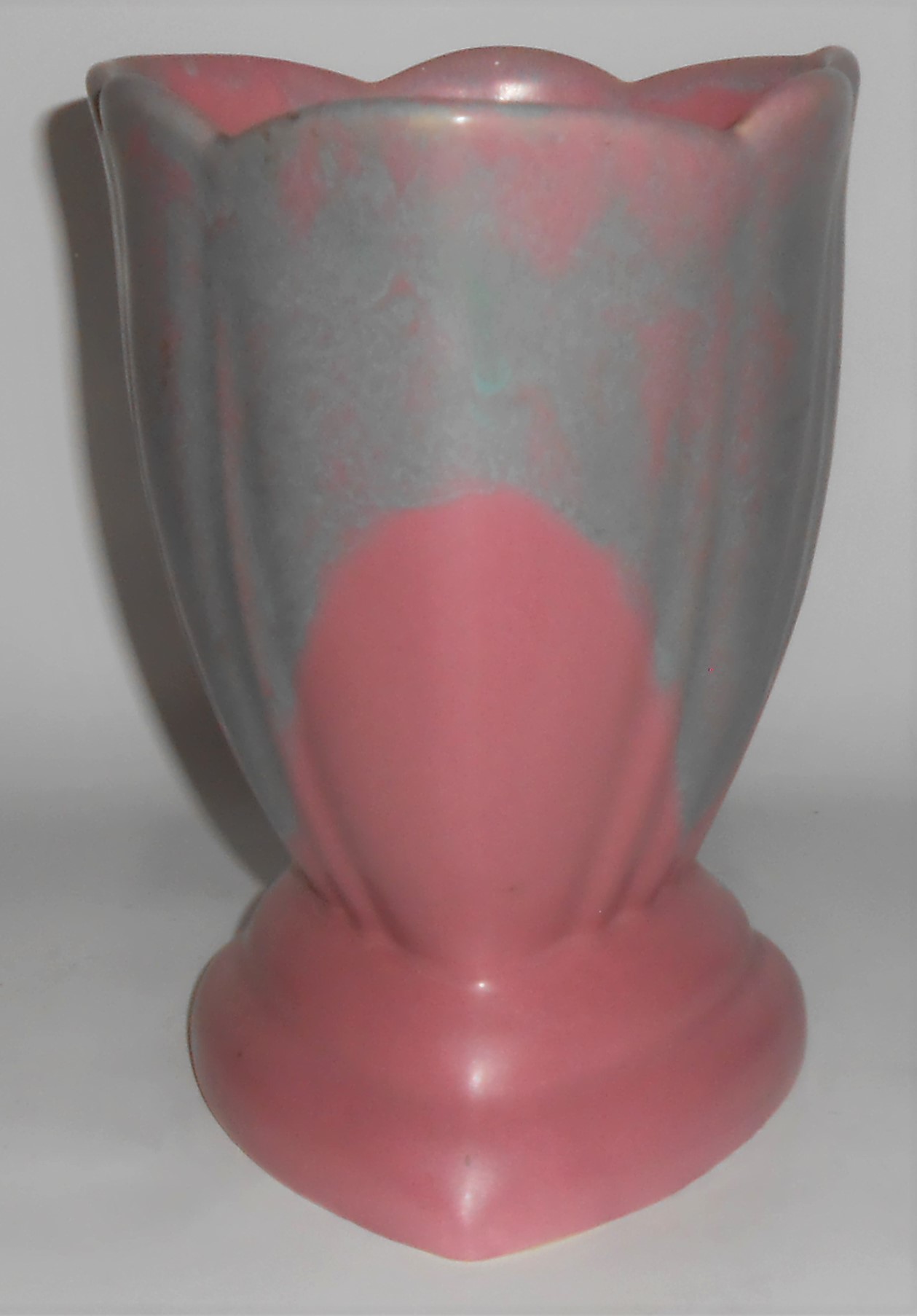 Camark Art Pottery Green Over Mauve Drip #432 Vase