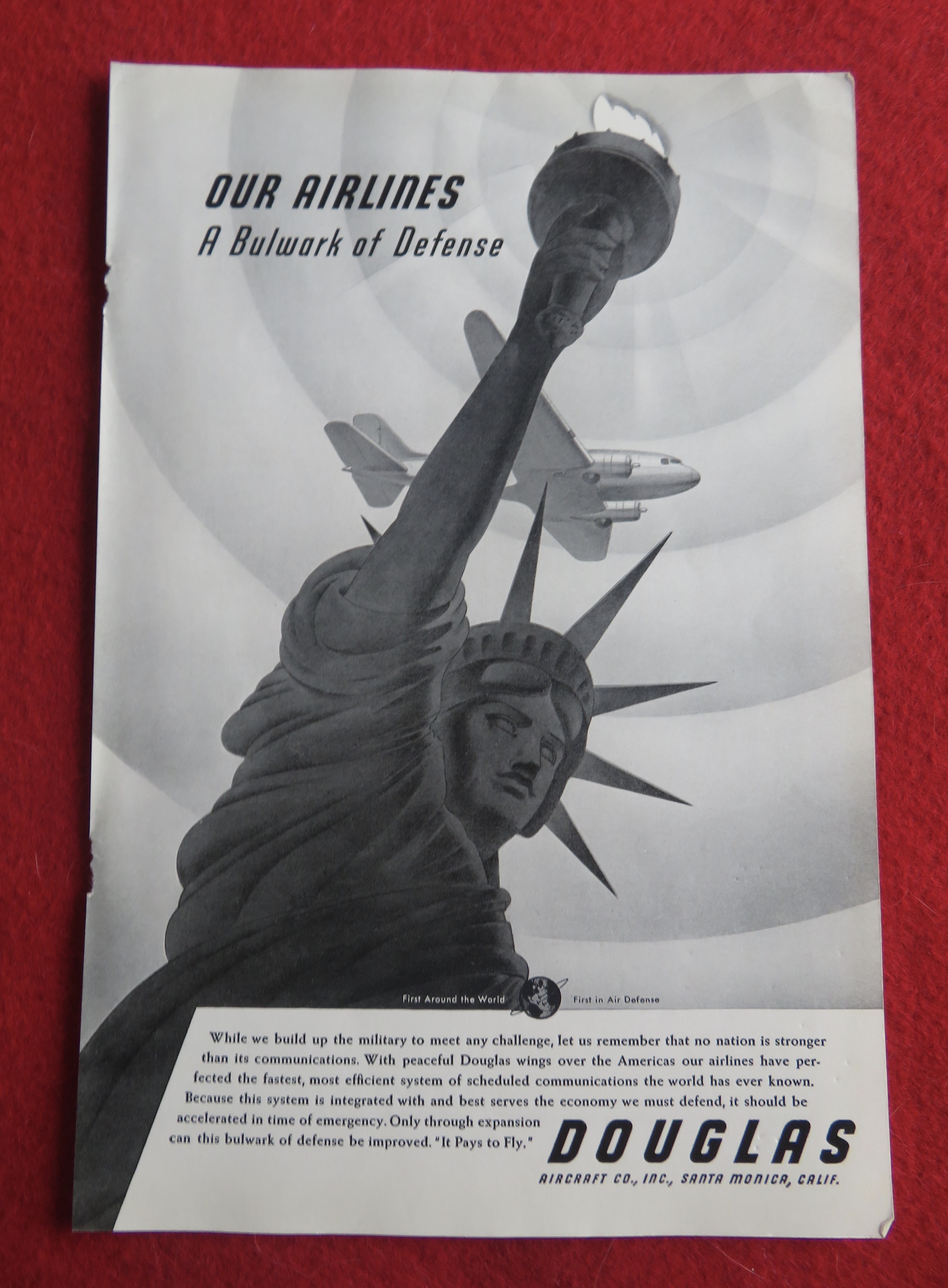 1940 Douglas Aircraft Company with Statue of Liberty