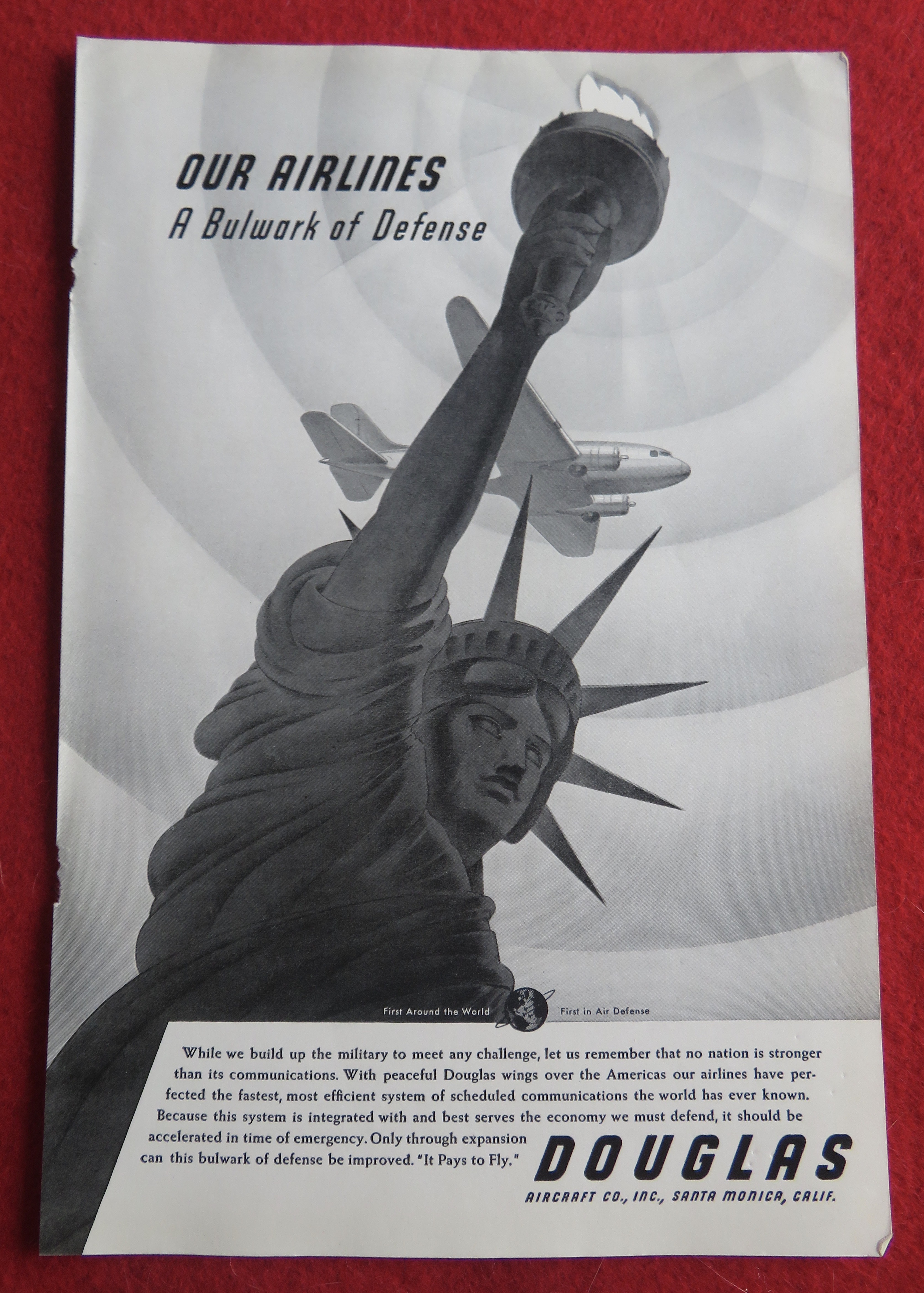 1940 Douglas Aircraft Company with Statue of Liberty