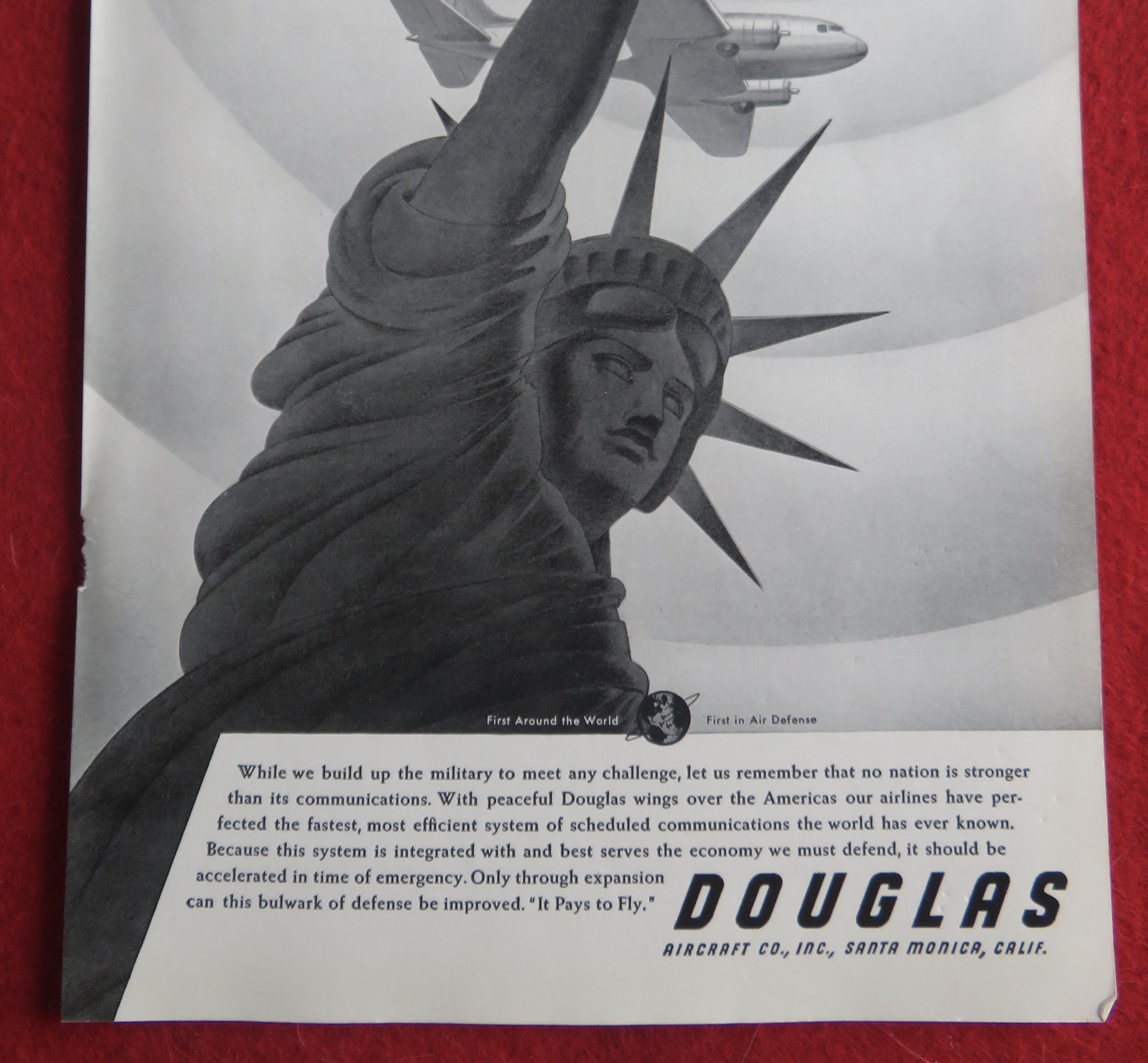 1940 Douglas Aircraft Company with Statue of Liberty