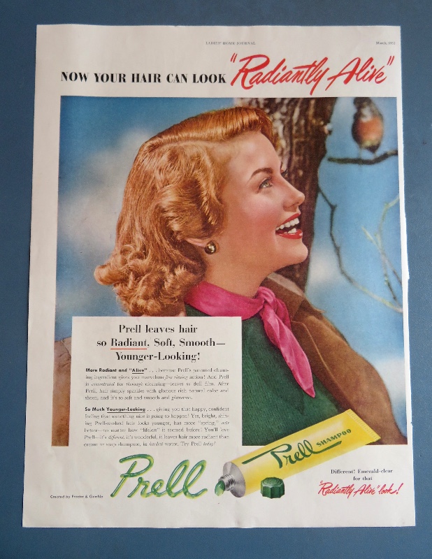 1951 Prell Shampoo With Lovely Red Haired Woman