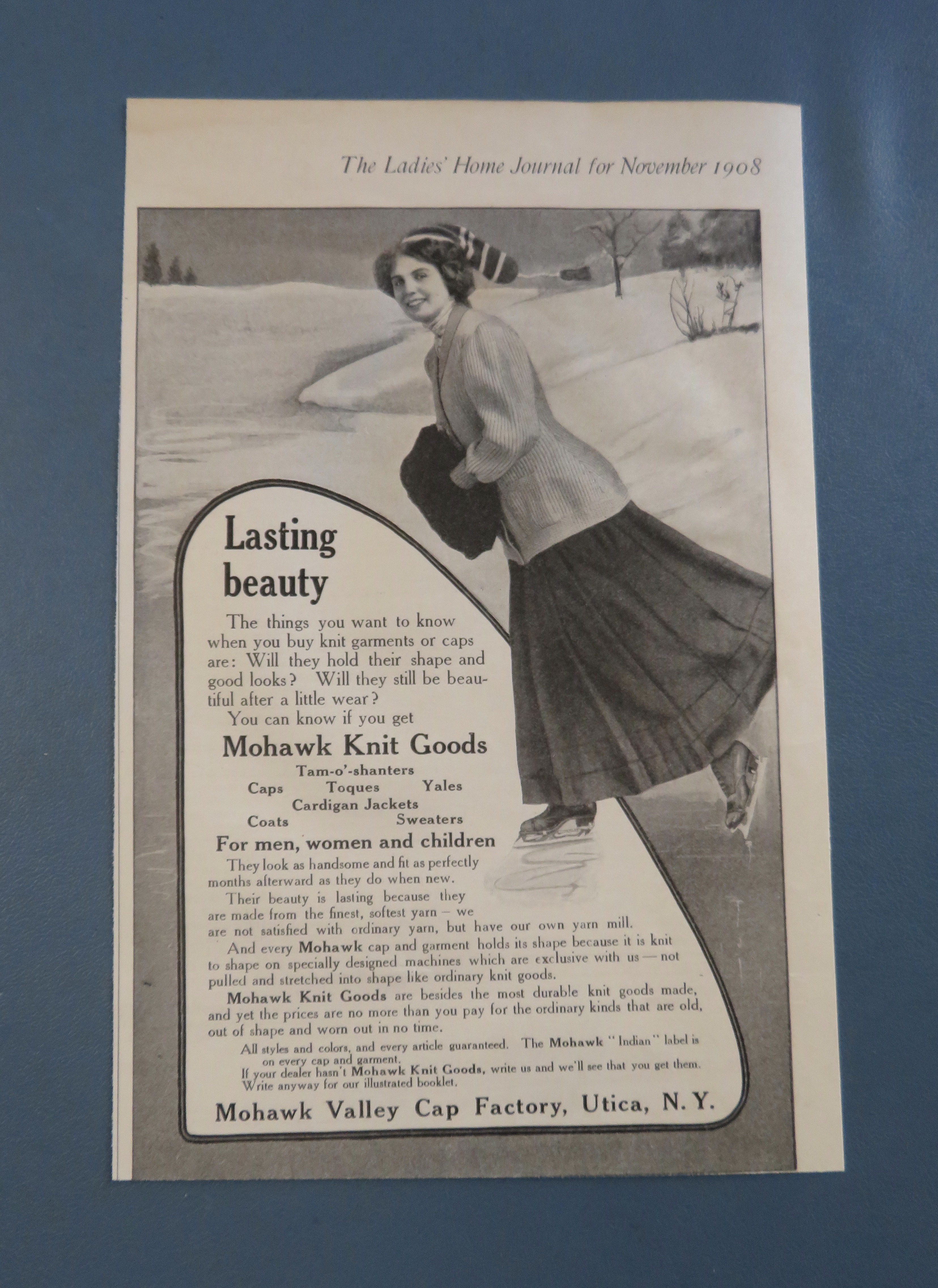 1908 Mohawk Knit Goods with Woman Skating