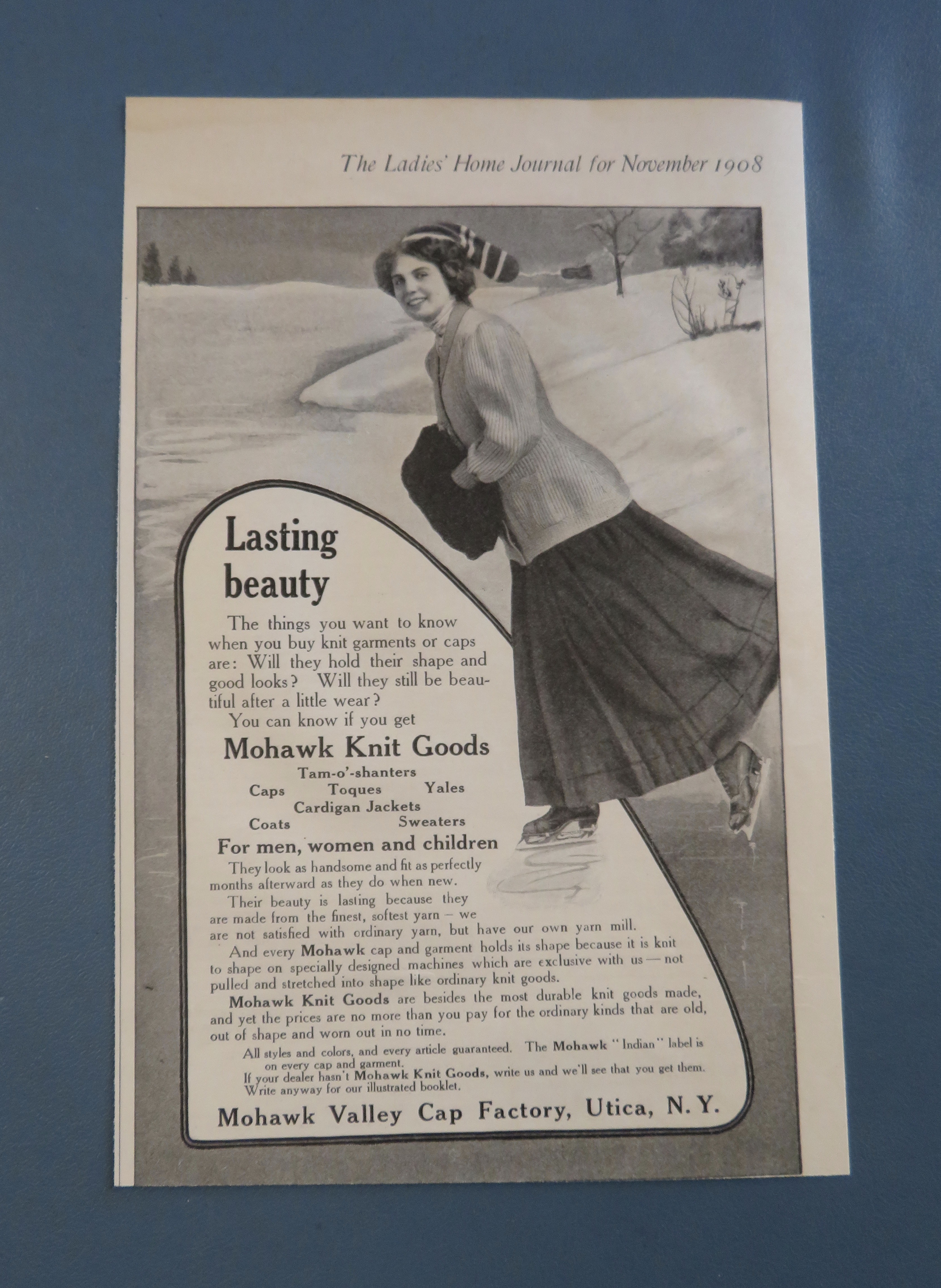 1908 Mohawk Knit Goods with Woman Skating