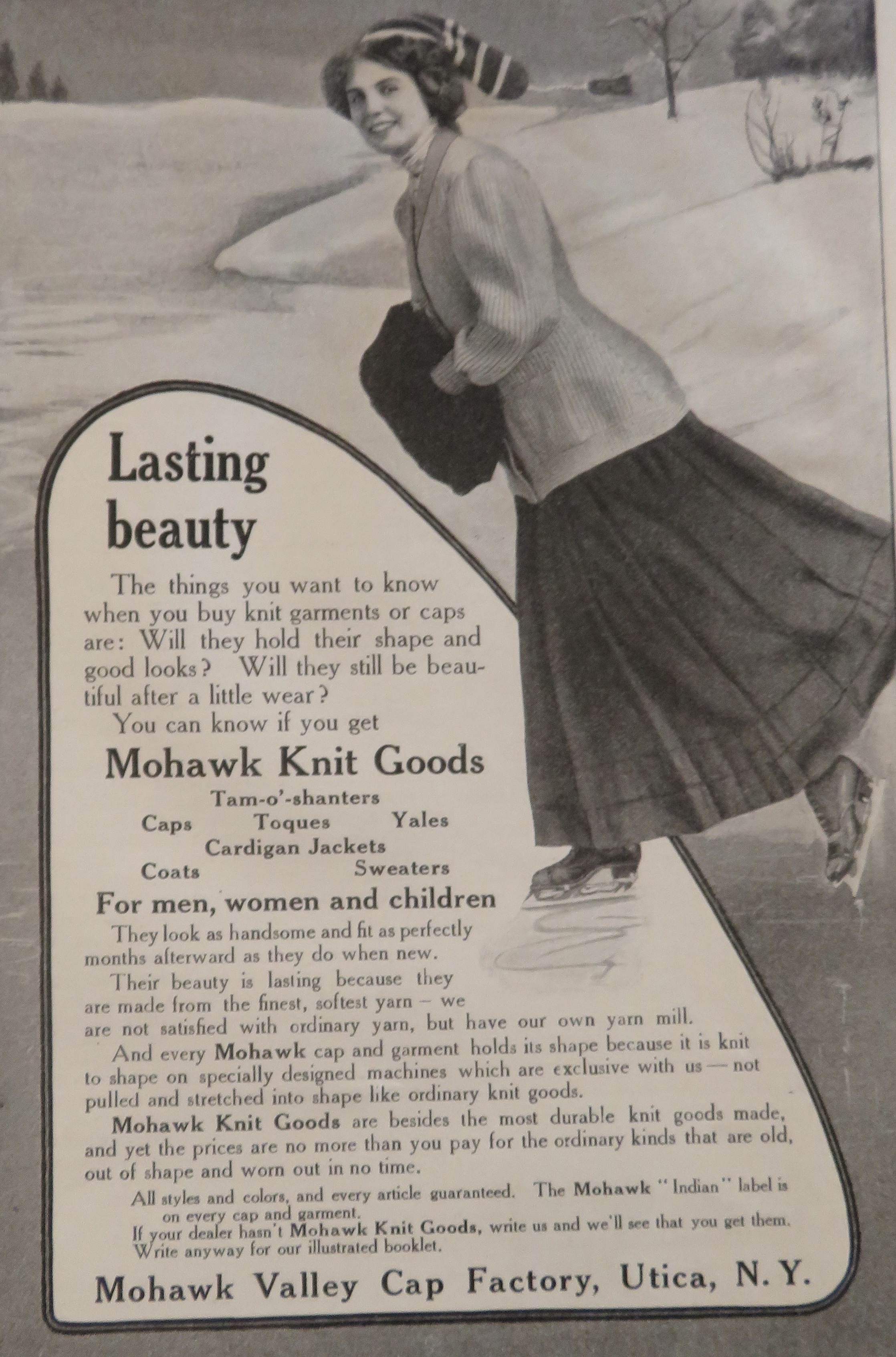 1908 Mohawk Knit Goods with Woman Skating