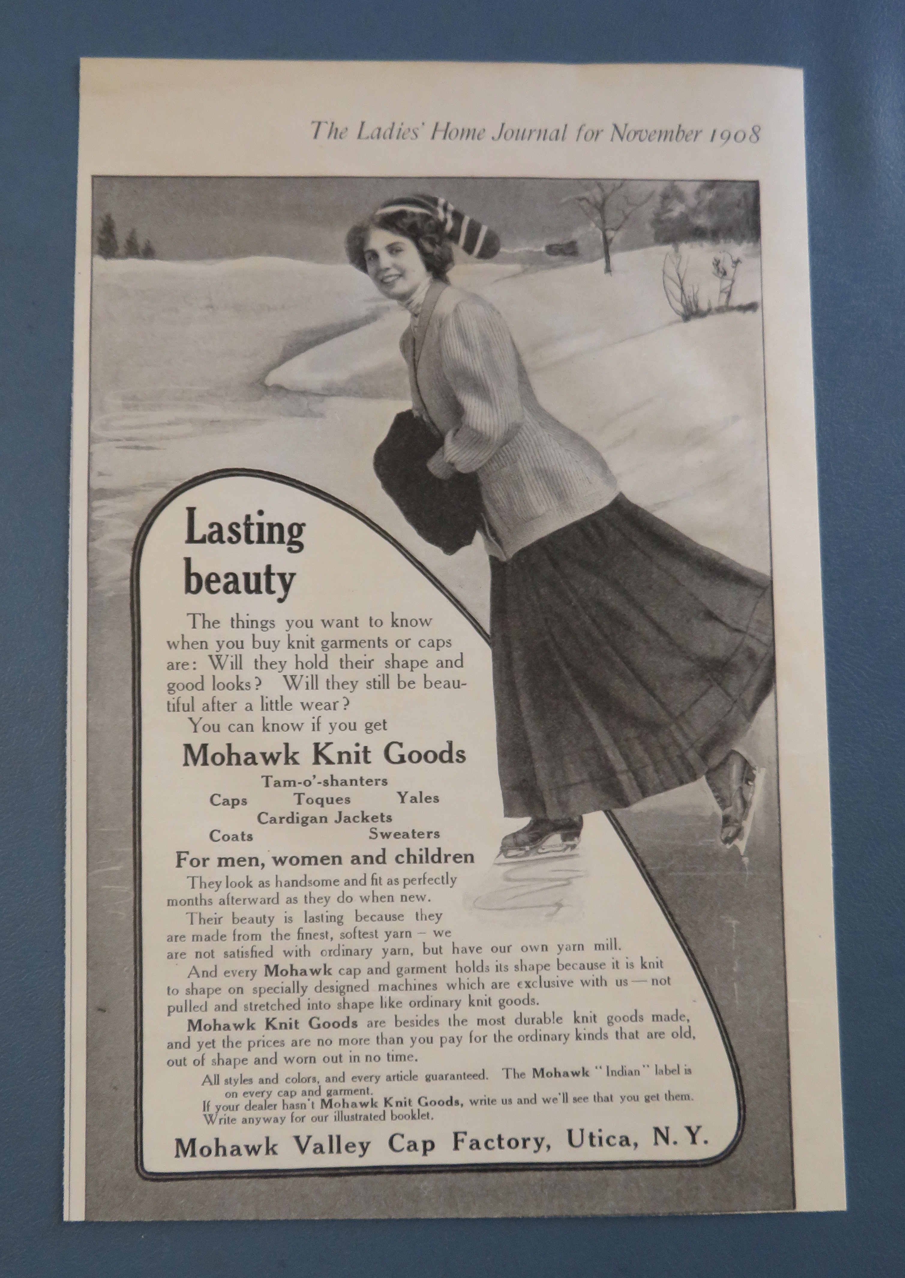 1908 Mohawk Knit Goods with Woman Skating