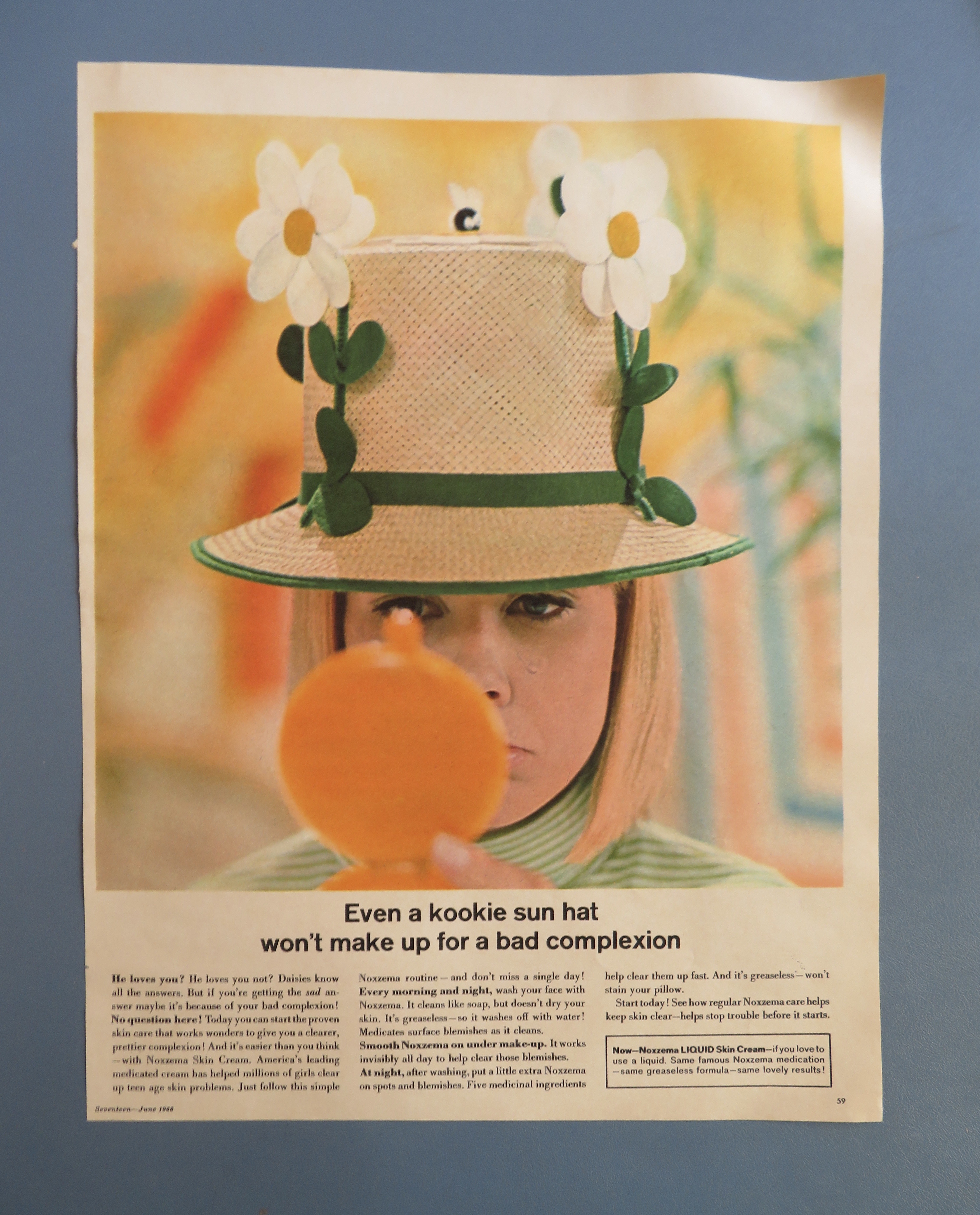 1966 Noxzema Skin Cream with Woman Looking in Mirror