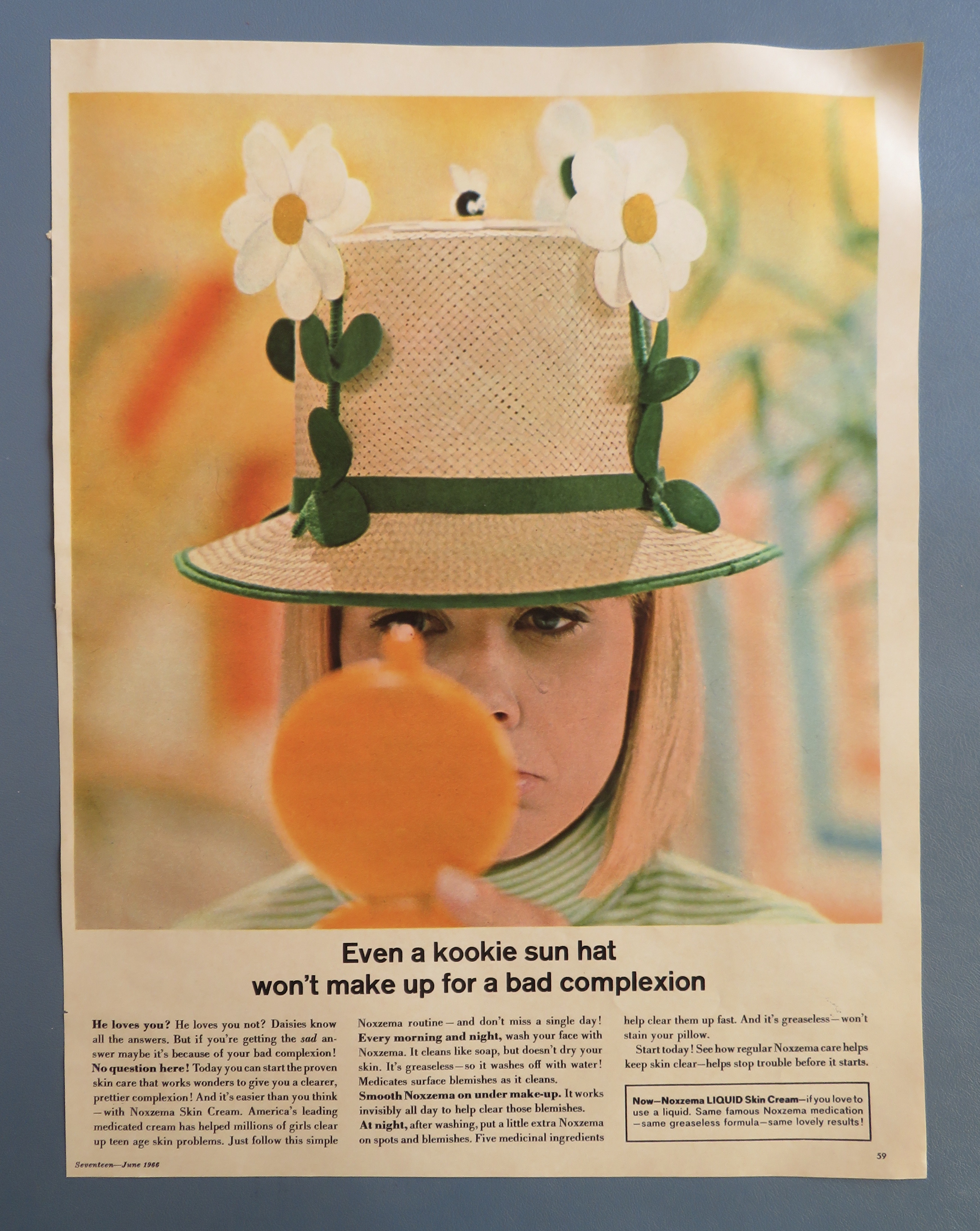 1966 Noxzema Skin Cream with Woman Looking in Mirror