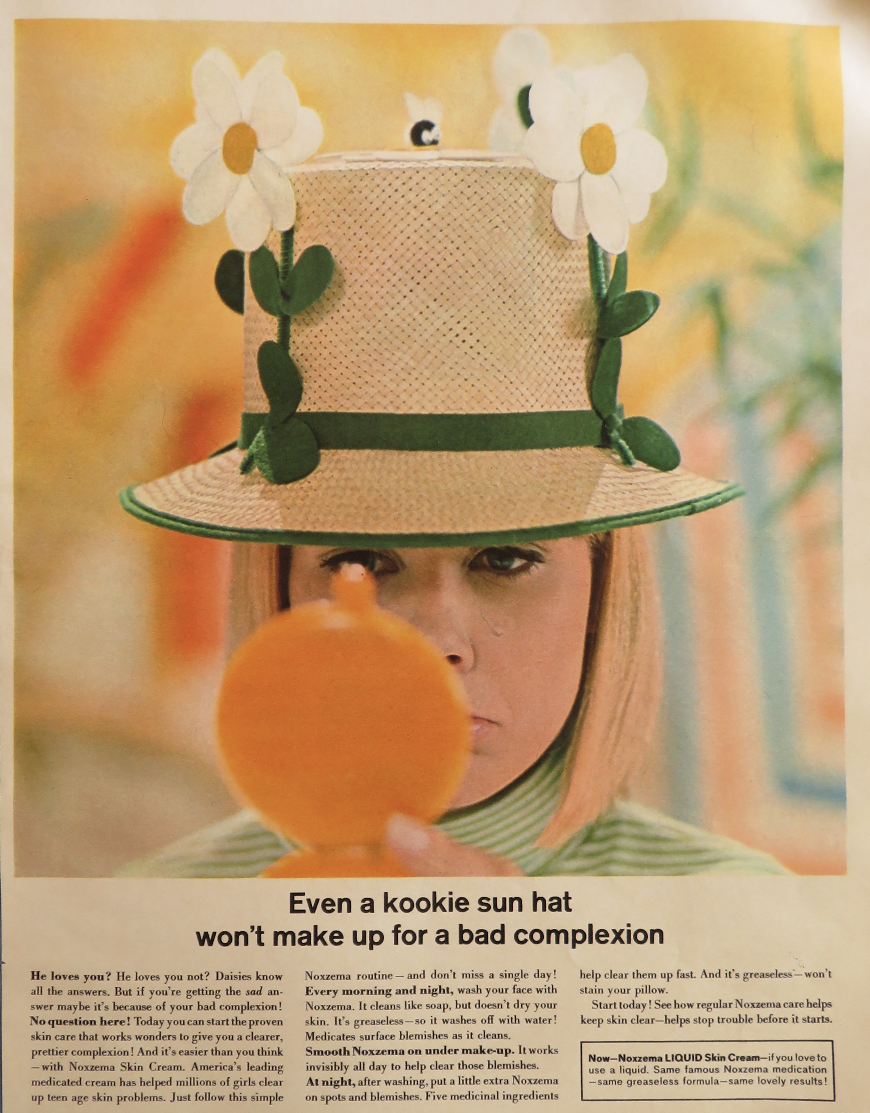 1966 Noxzema Skin Cream with Woman Looking in Mirror