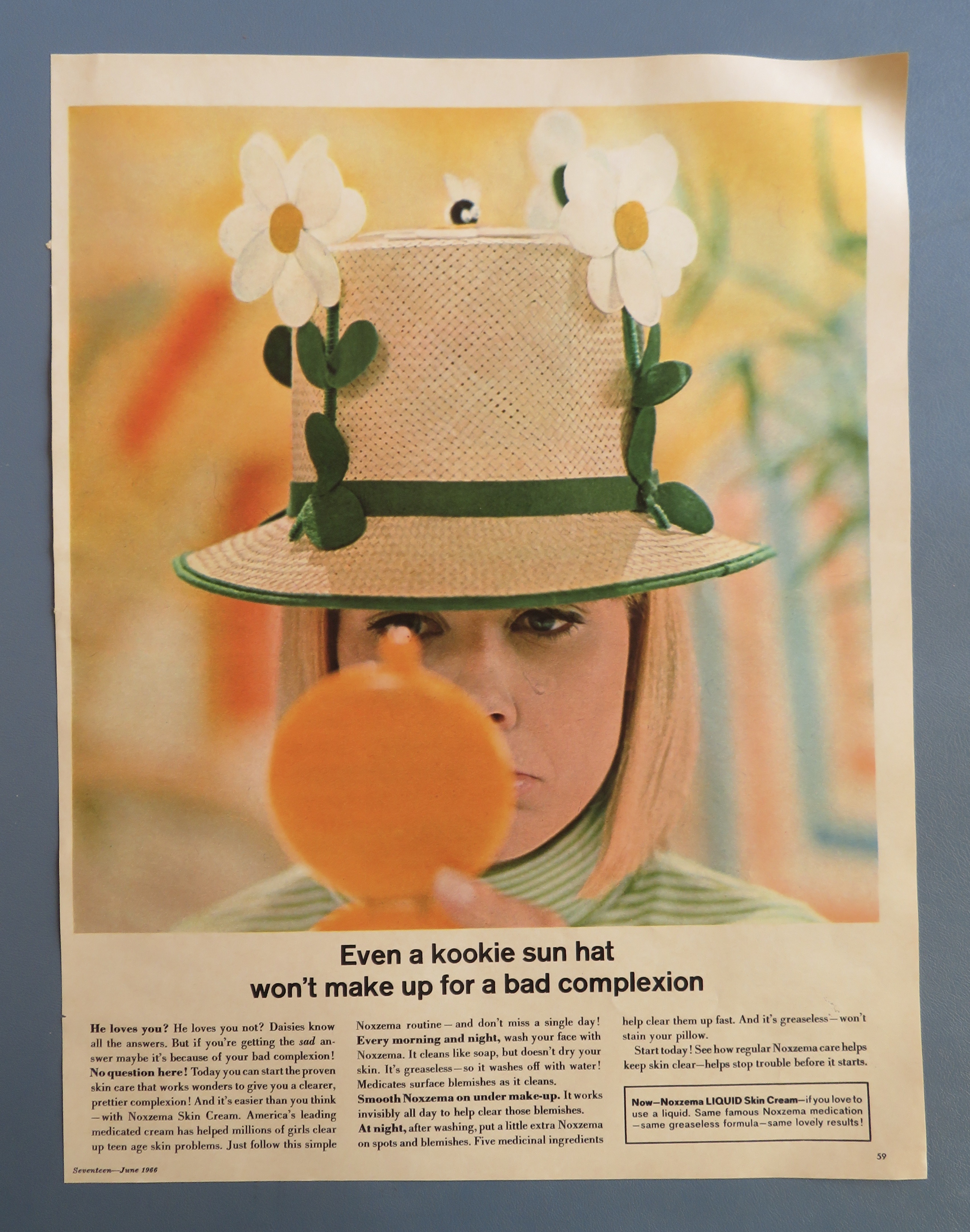 1966 Noxzema Skin Cream with Woman Looking in Mirror