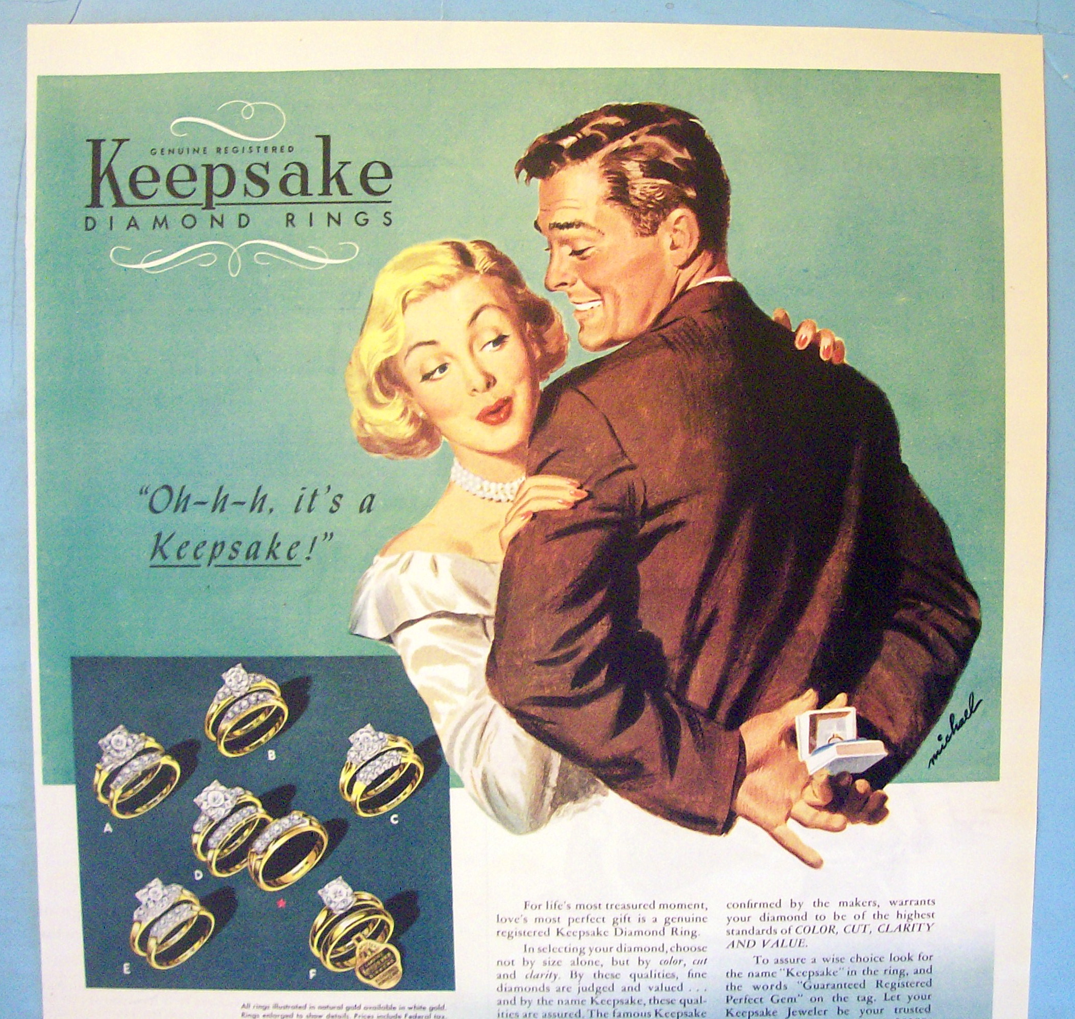 1949 Keepsake Rings with Woman and Man with Ring