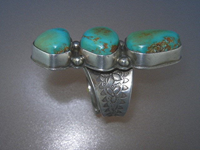 David Troutman Sterling Silver Kingman Turquoise Ring