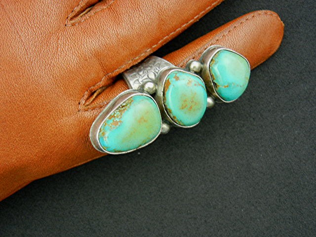 David Troutman Sterling Silver Kingman Turquoise Ring