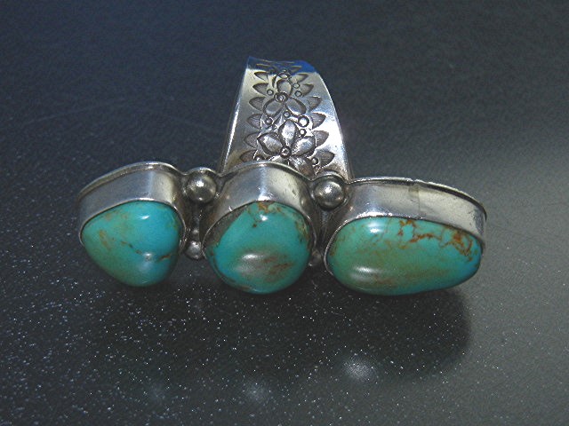David Troutman Sterling Silver Kingman Turquoise Ring