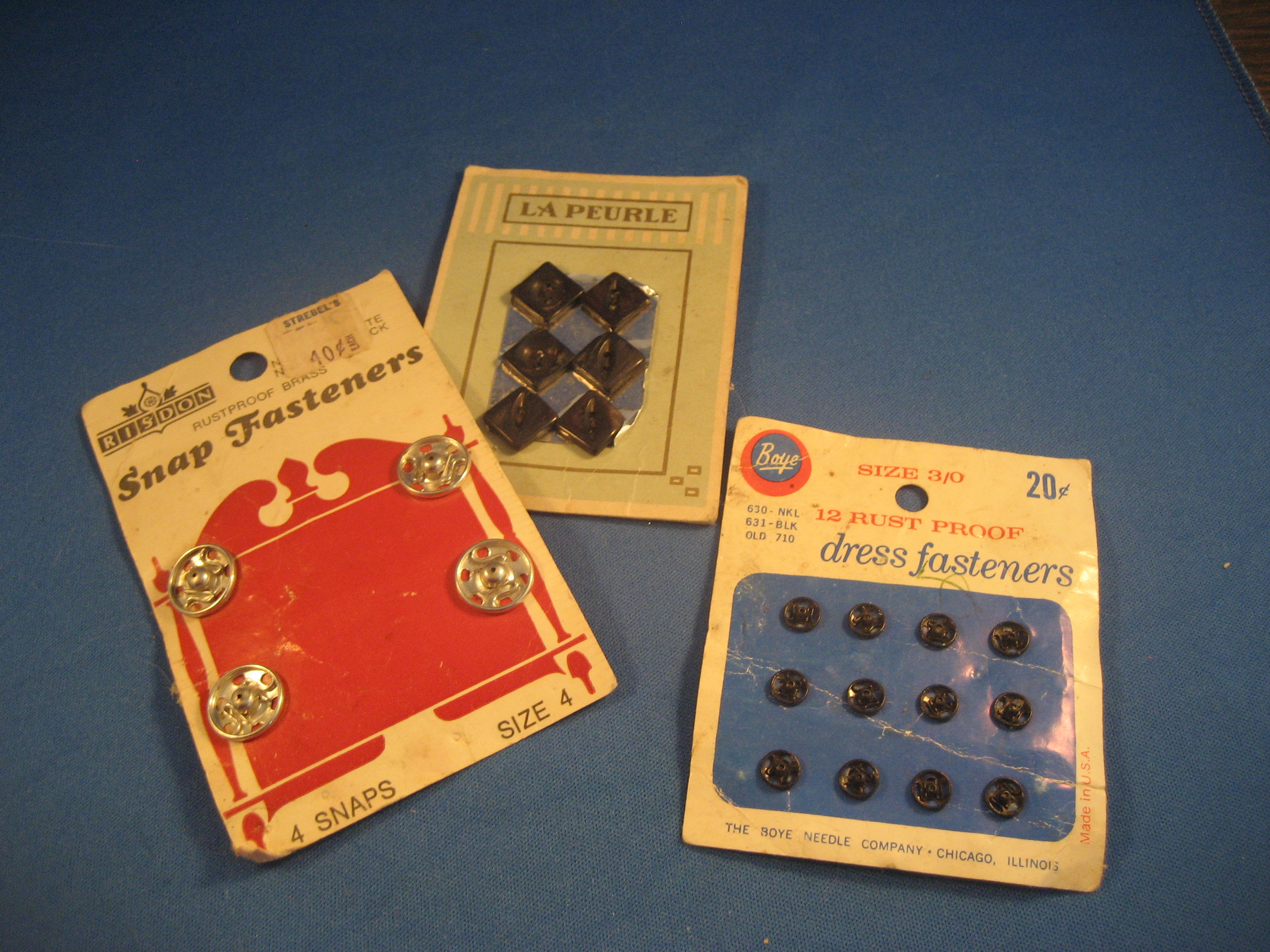 One Card of Buttons and 2 cards of snaps