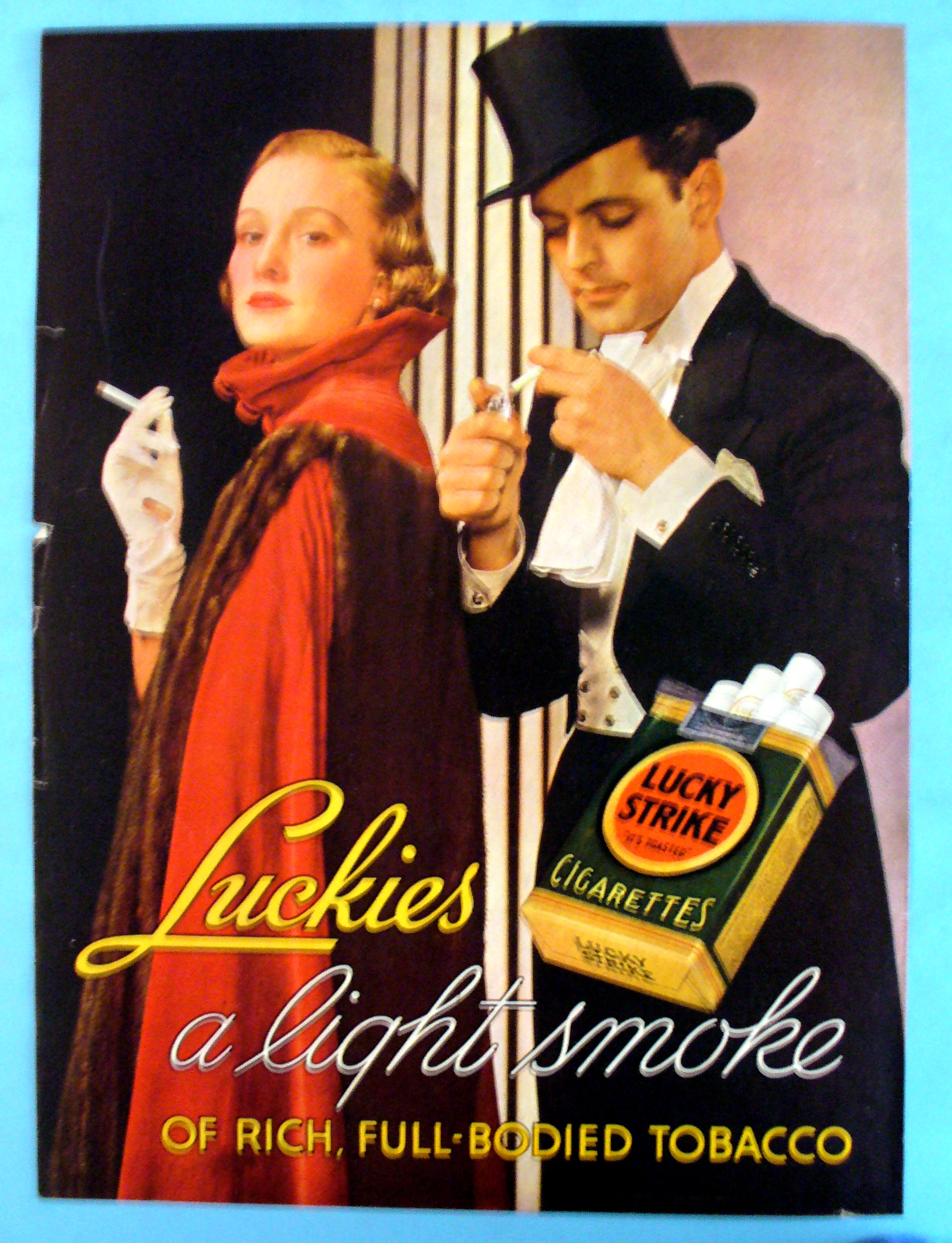 1936 Lucky Strike Cigarettes with Woman & Man Smoking