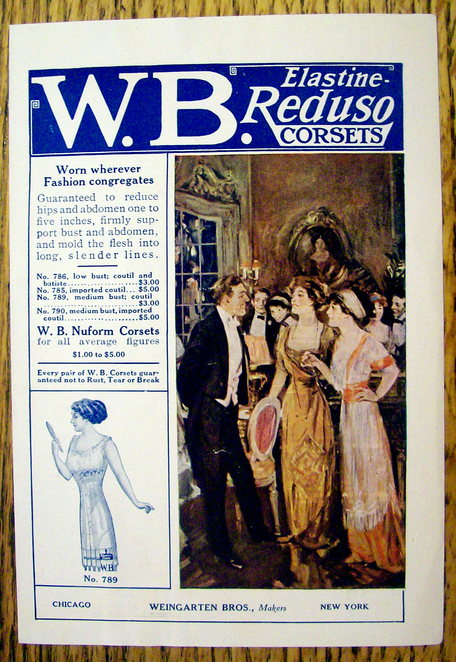 1912 Weingarten Bros Reduso Corsets w/Women At Party