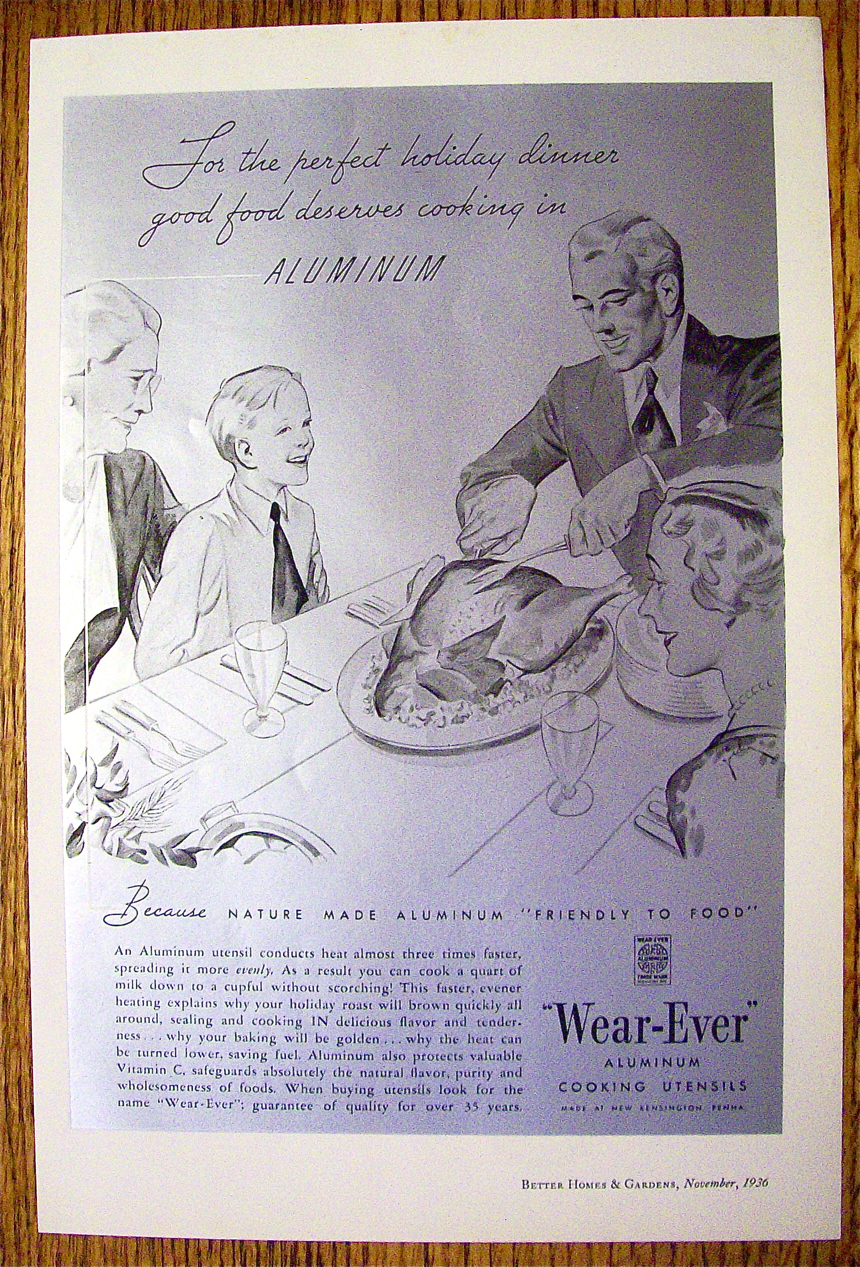 1936 Wear-Ever Cooking Utensils with Family Dinner
