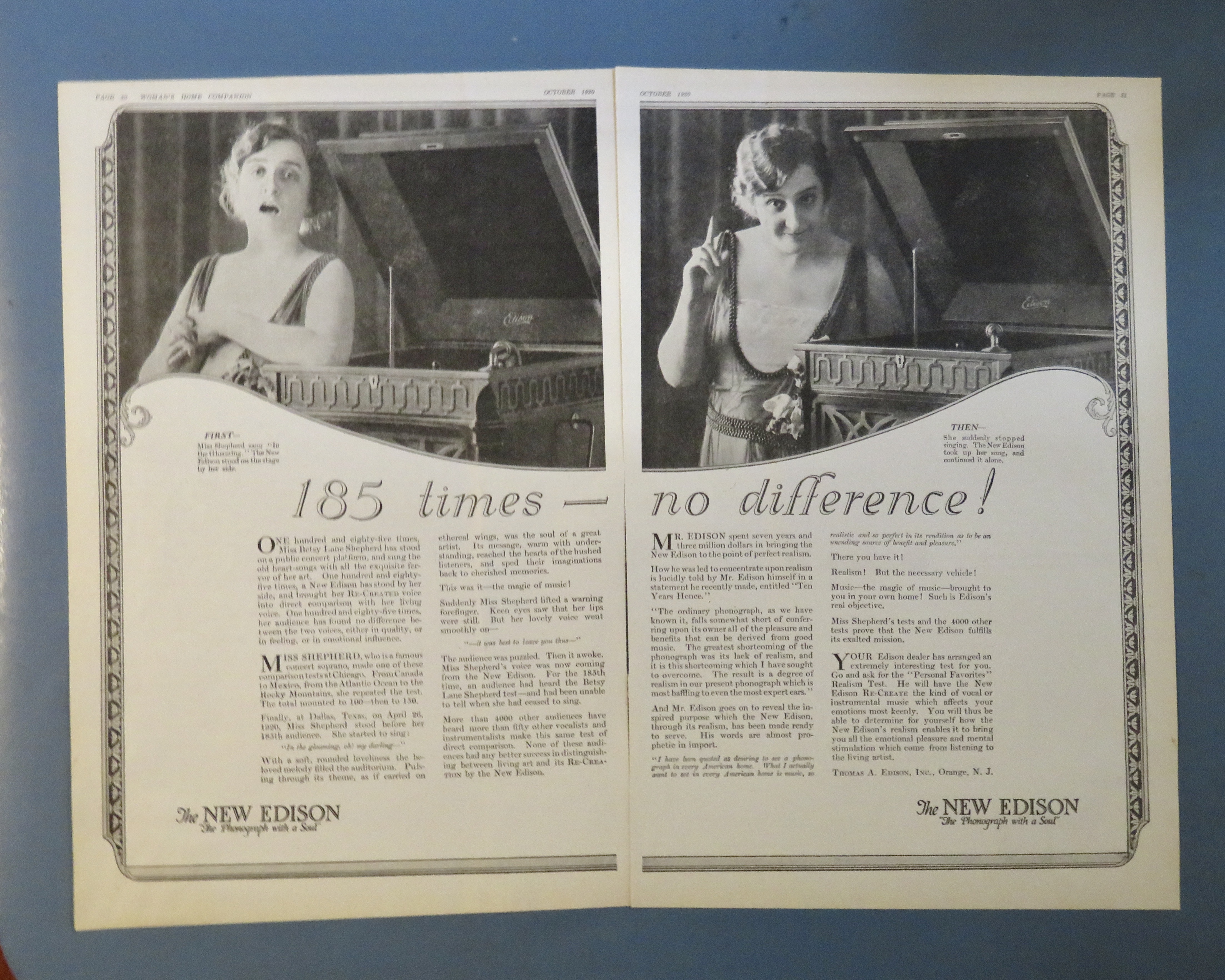 1920 New Edison Phonograph with Woman Singing