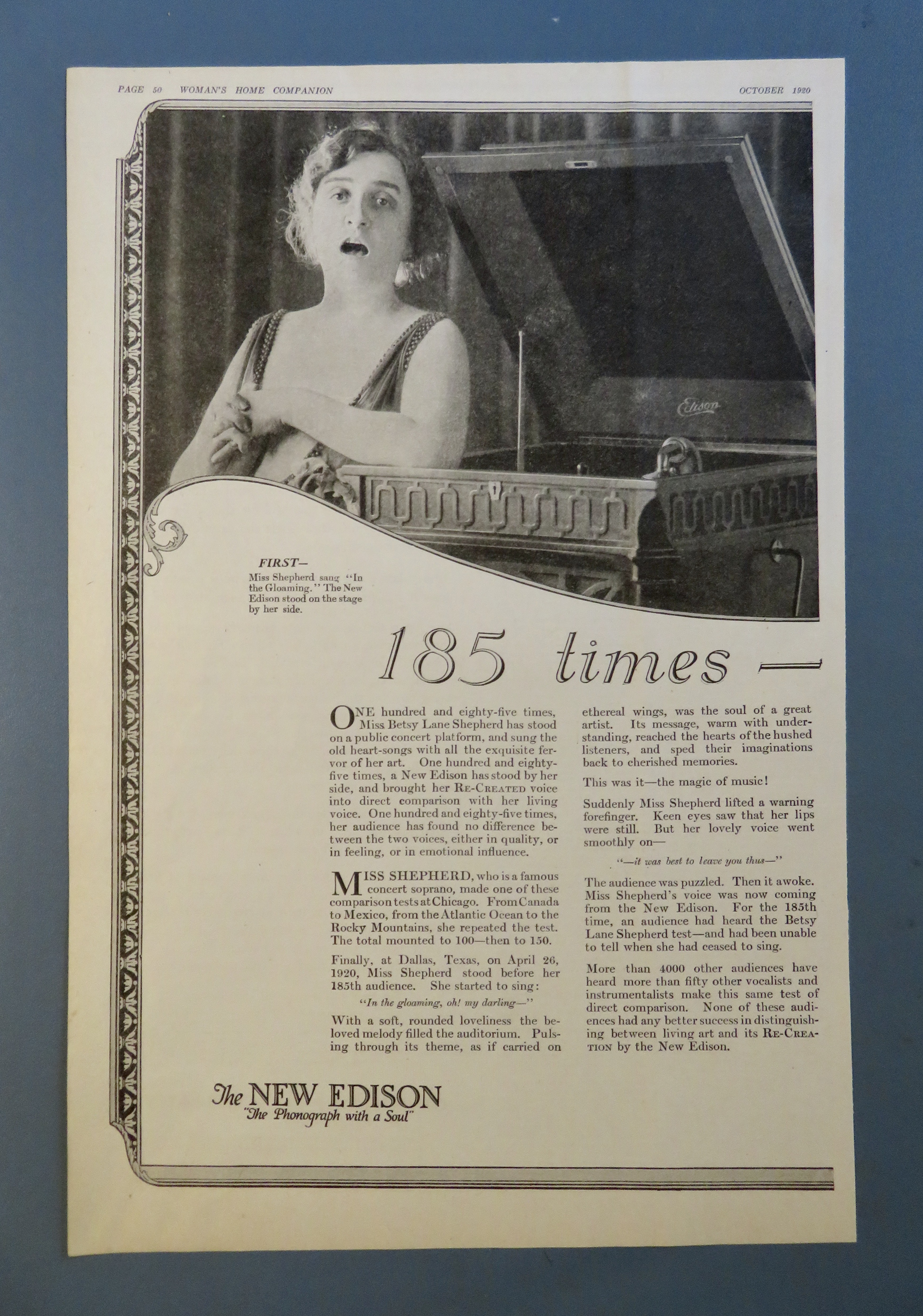 1920 New Edison Phonograph with Woman Singing