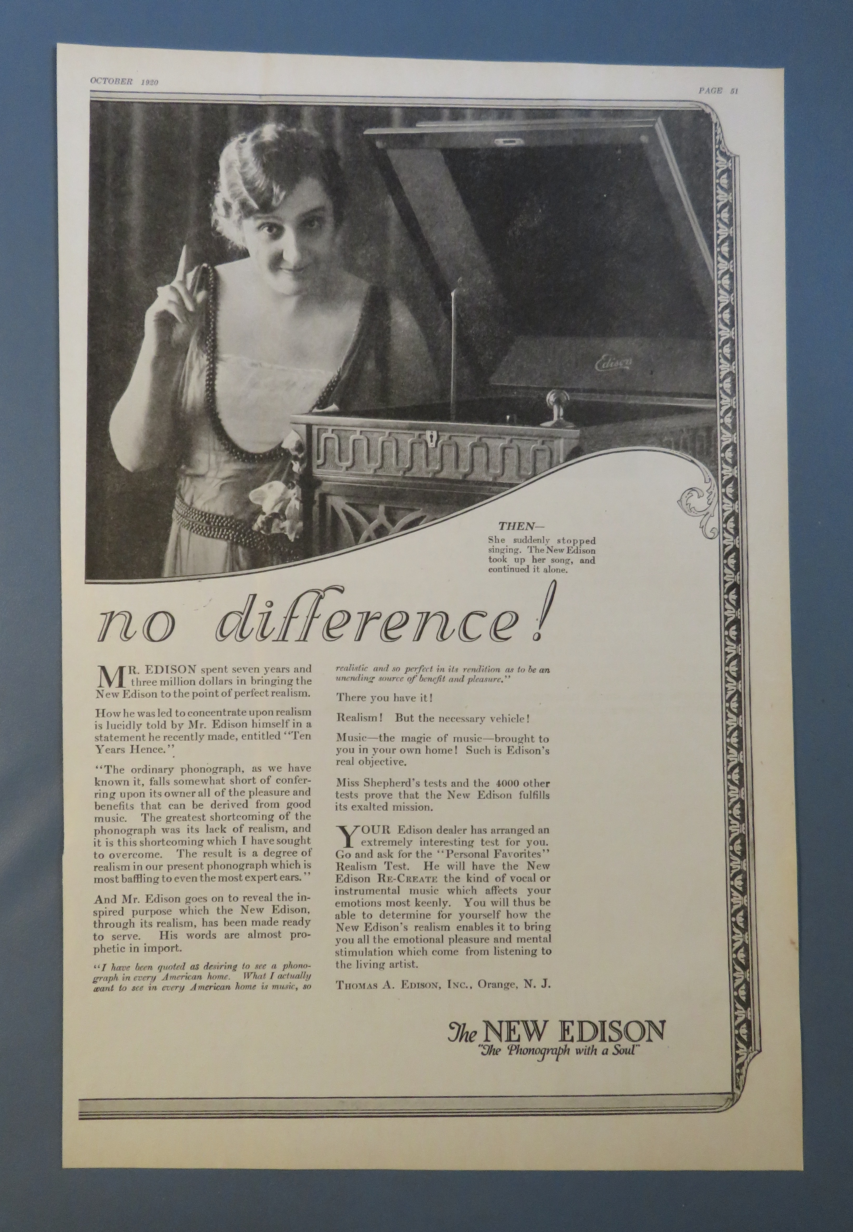1920 New Edison Phonograph with Woman Singing