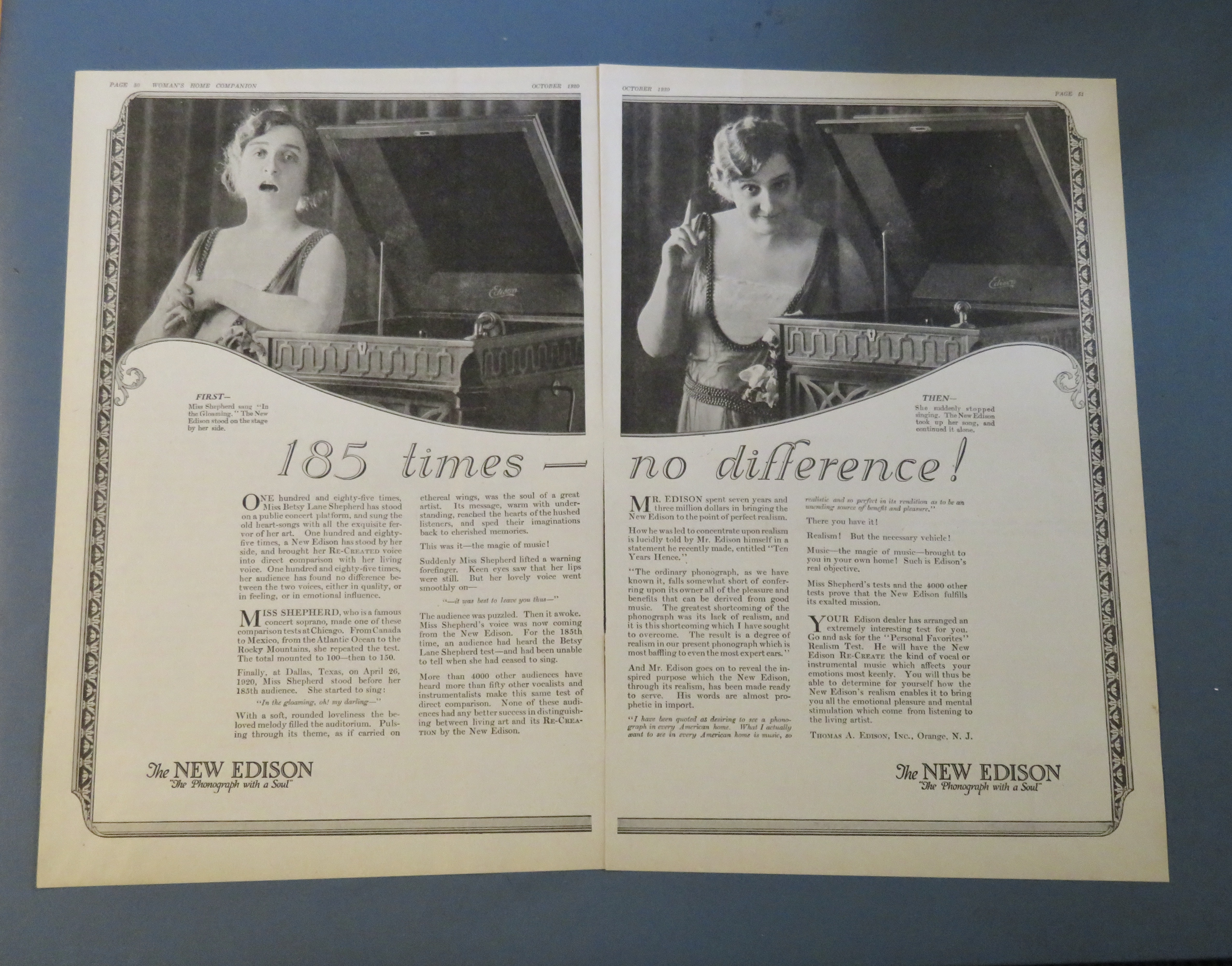 1920 New Edison Phonograph with Woman Singing