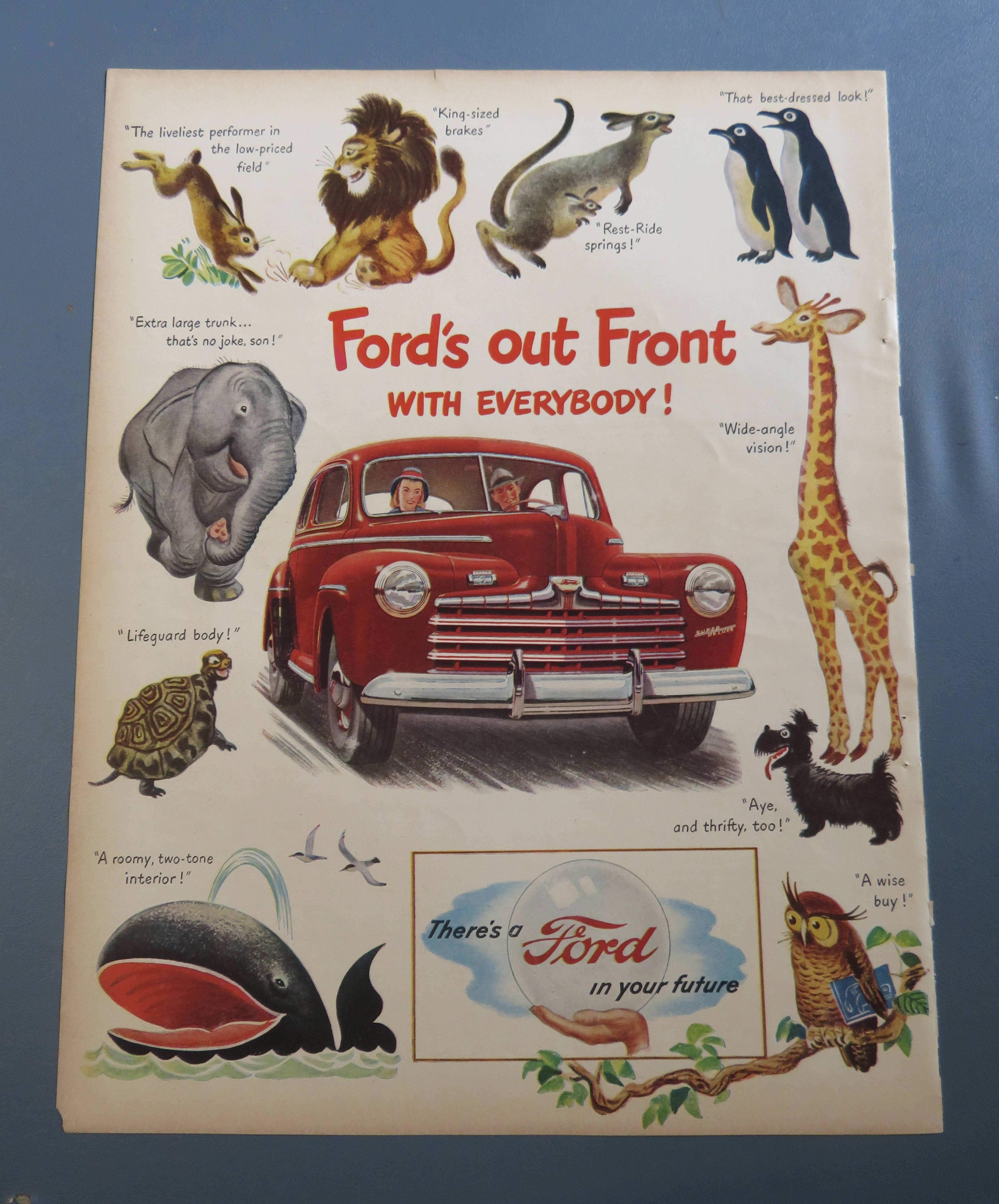 1946 Ford Automobile with Ford's Out Front