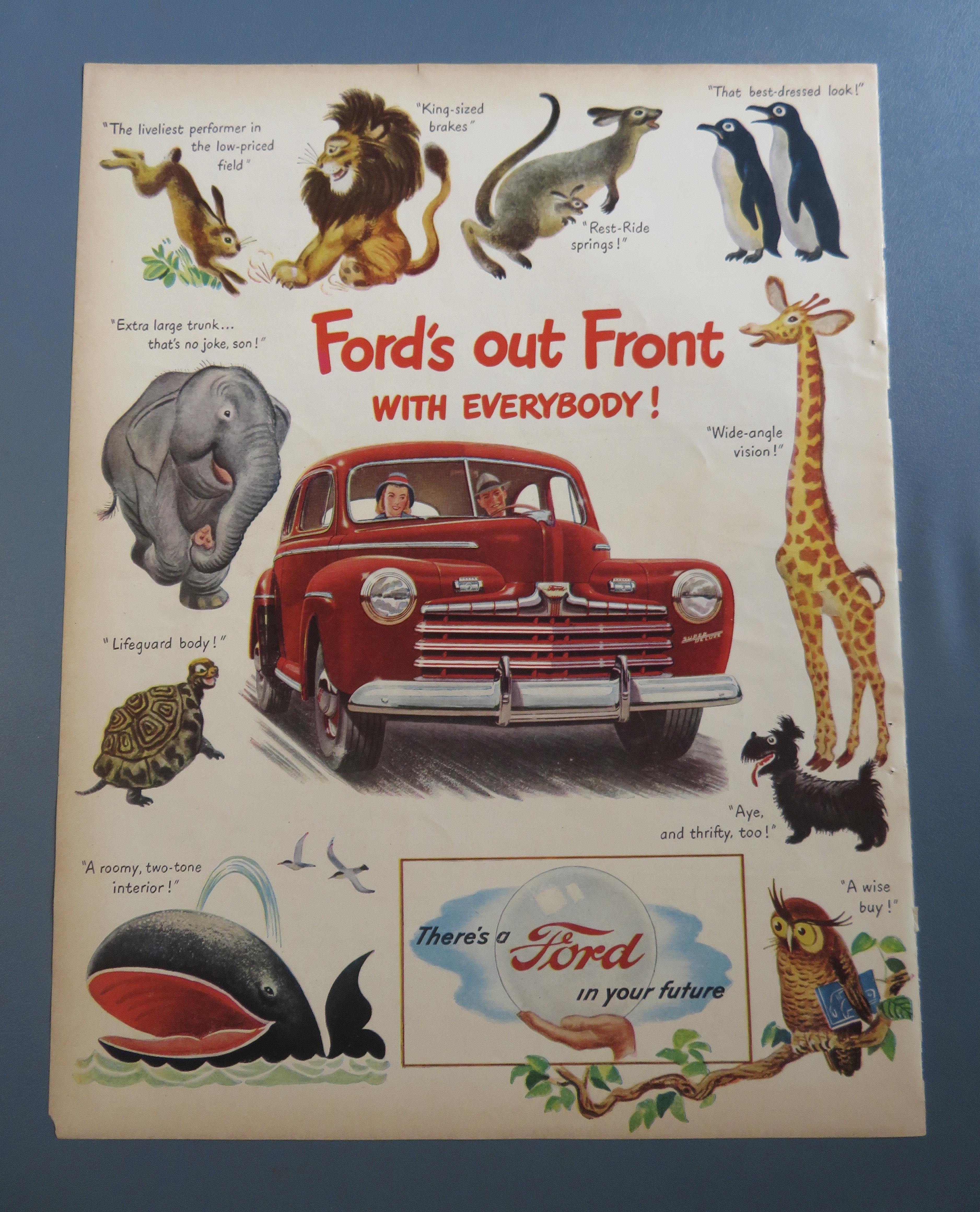 1946 Ford Automobile with Ford's Out Front