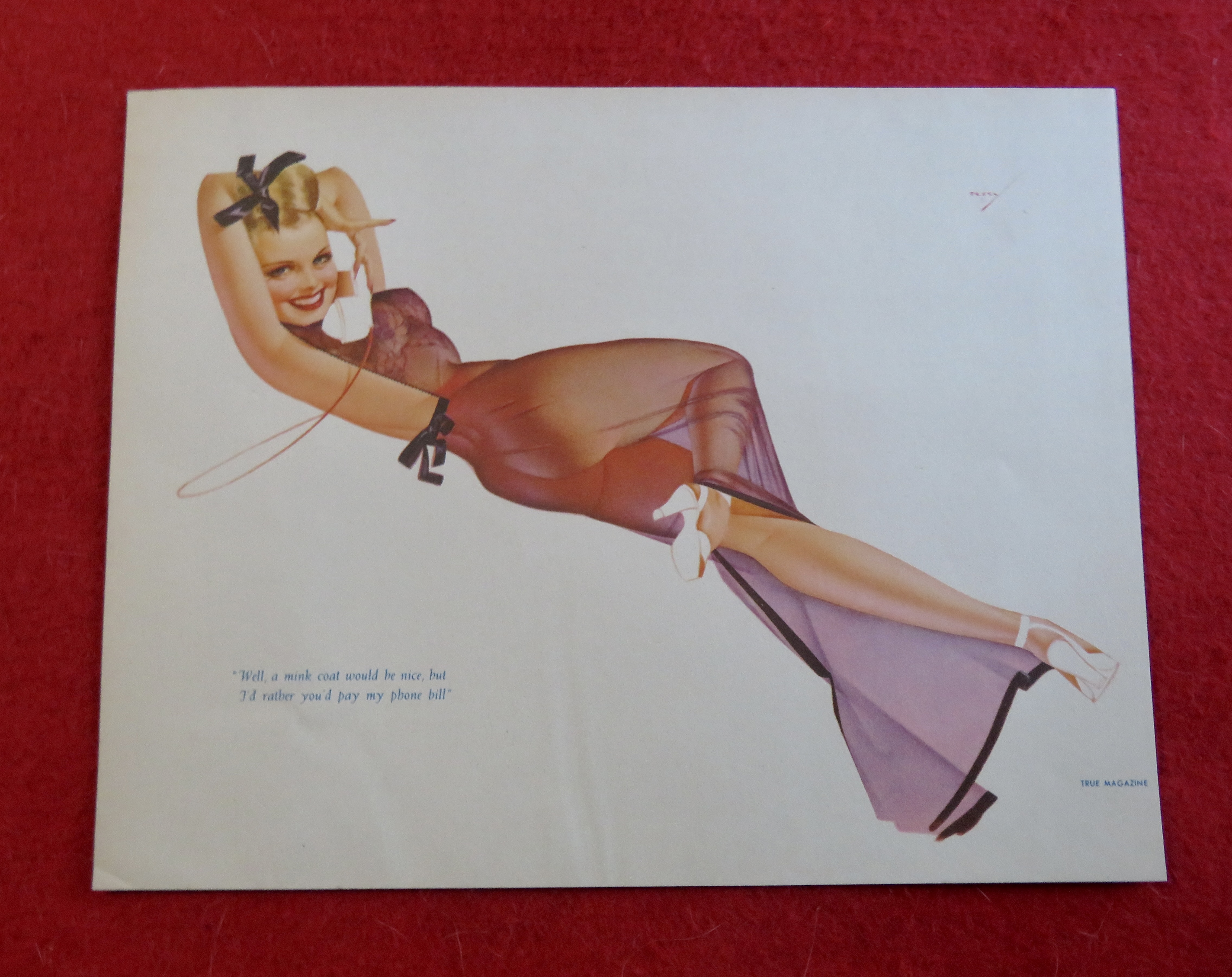 1940's Sexy George Petty Girl Pin Up Girl On Telephone