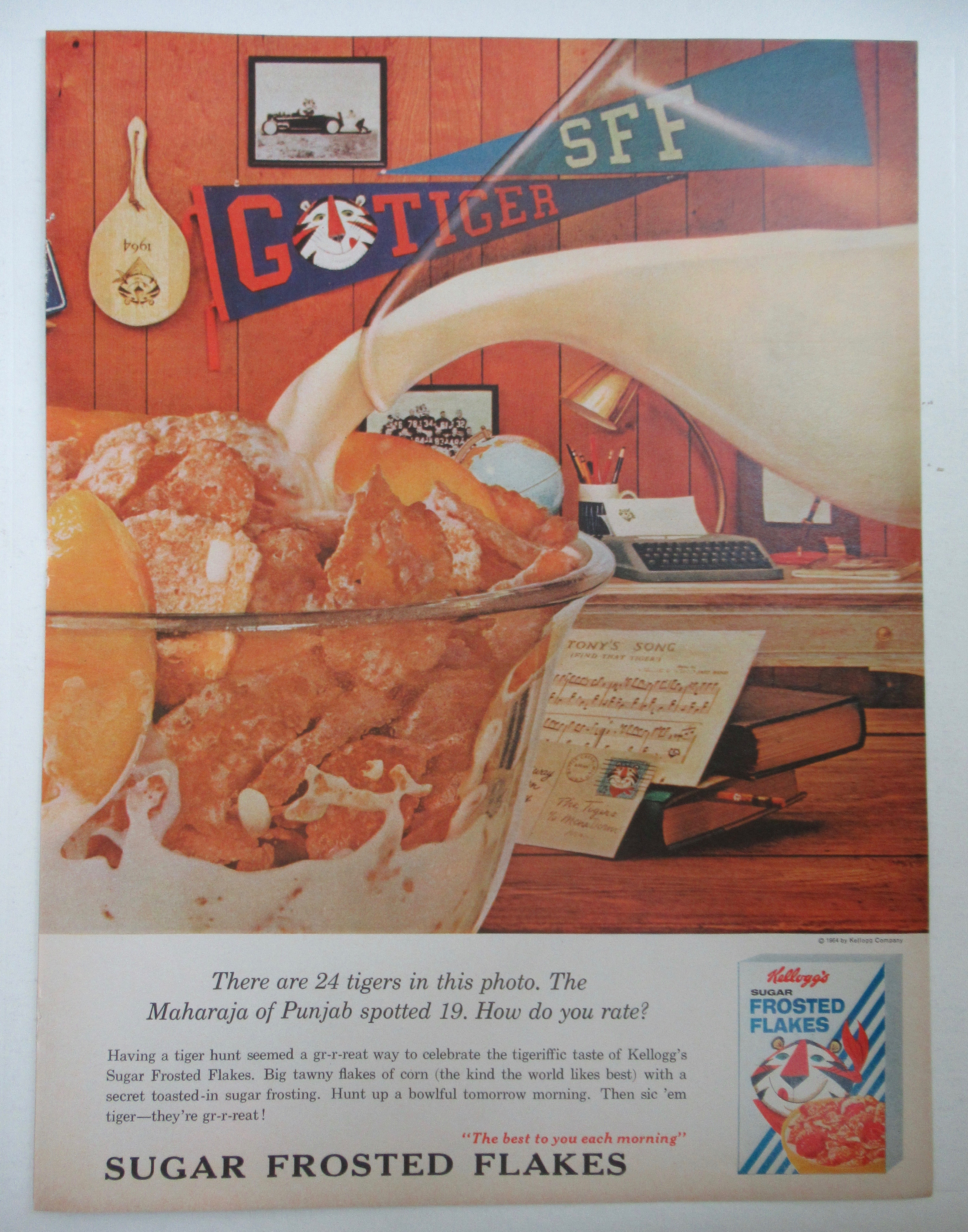 1964 Kellogg's Frosted Flakes w/ Bowl Of Cereal