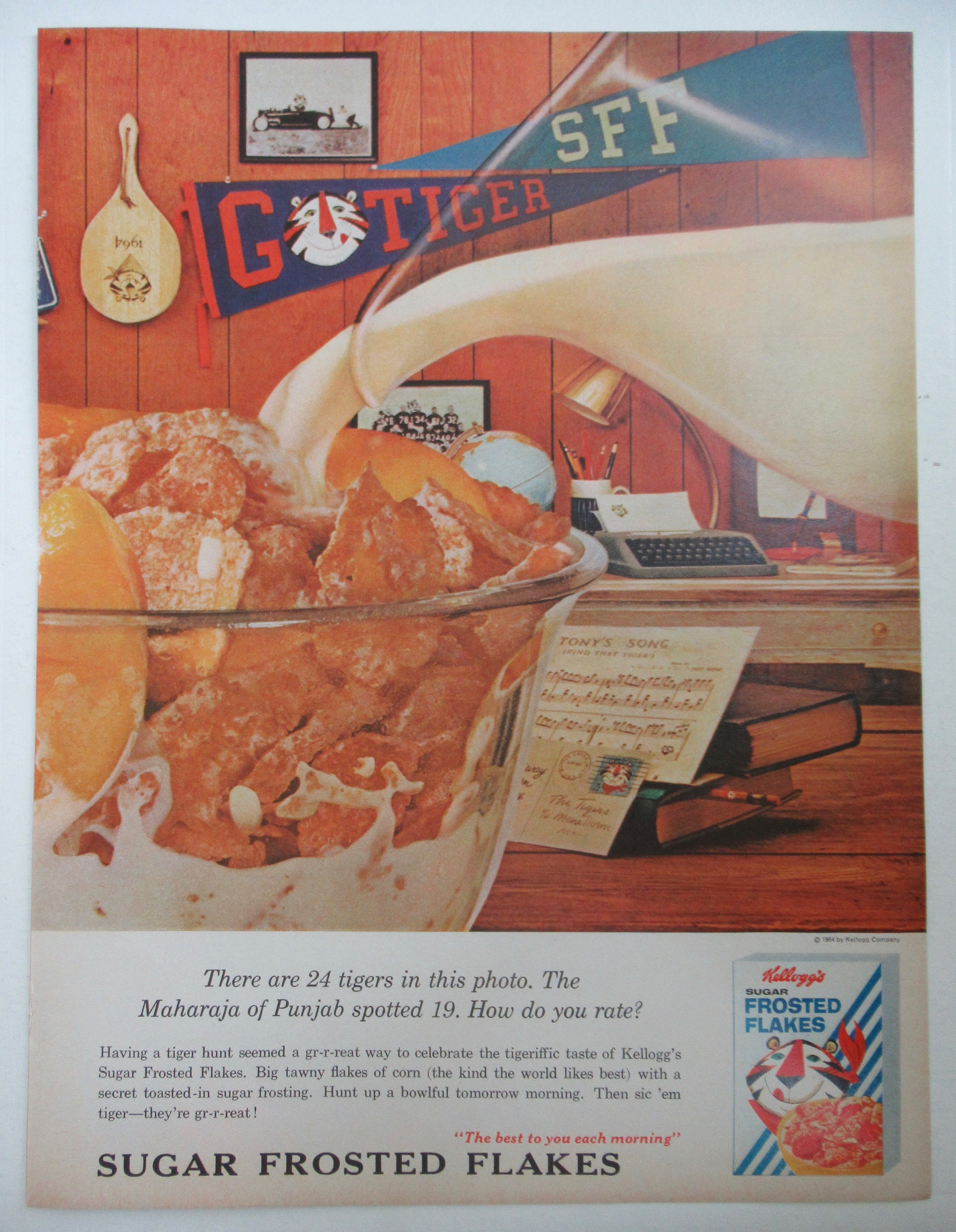 1964 Kellogg's Frosted Flakes w/ Bowl Of Cereal