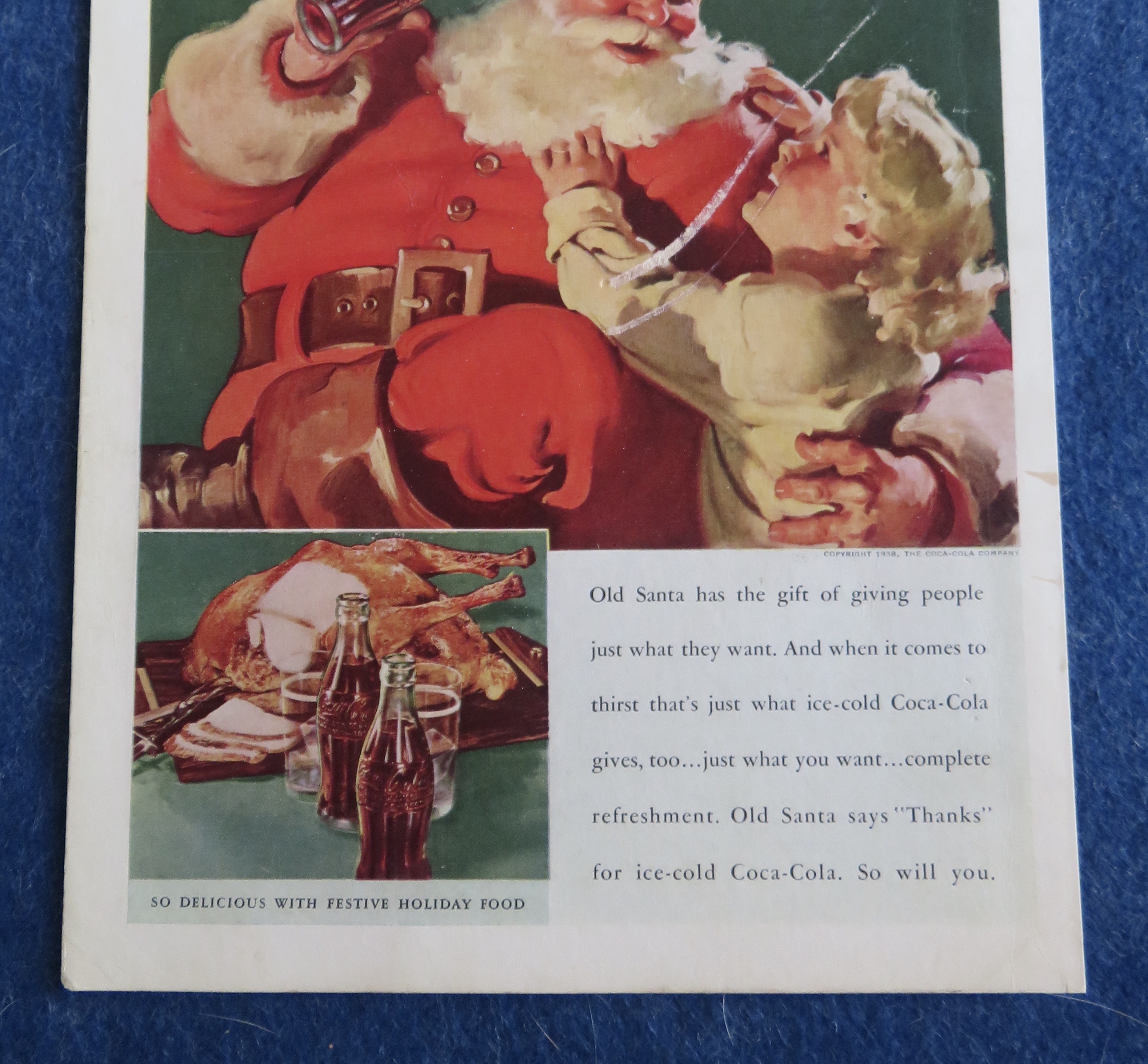 1938 Coca-Cola (Coke) with Santa Claus & Little Girl