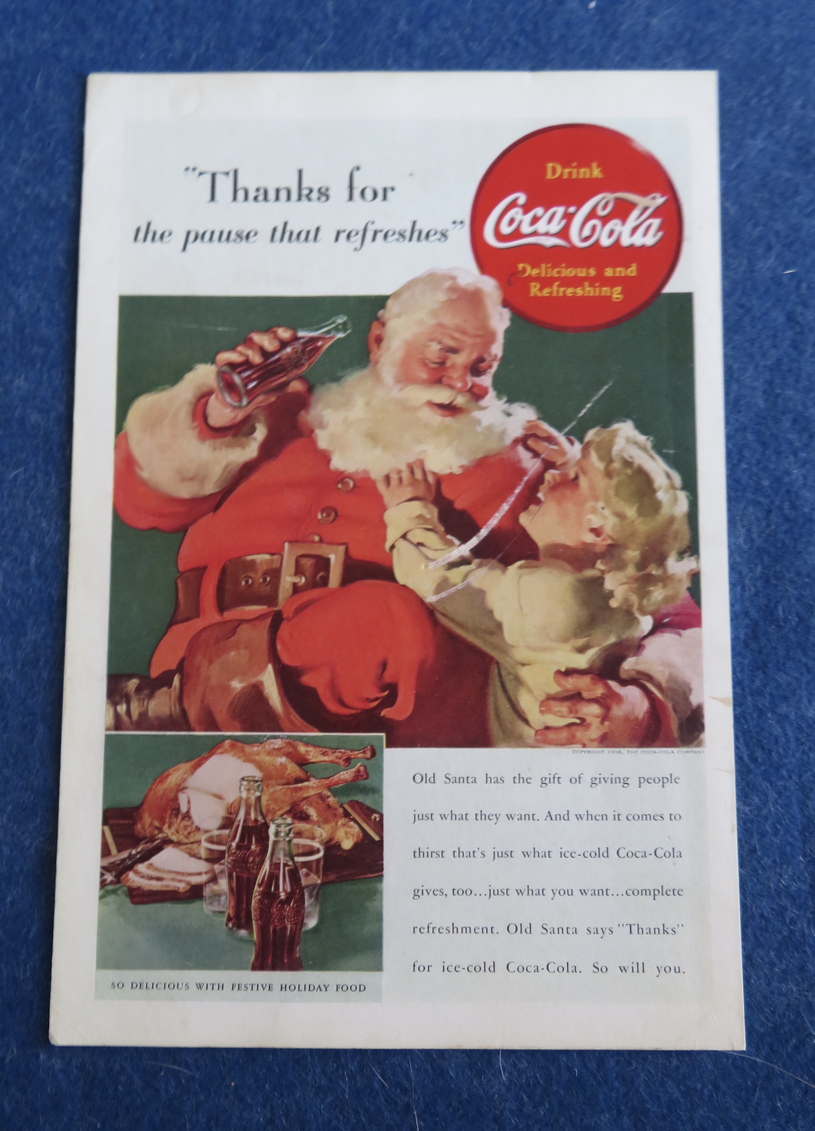 1938 Coca-Cola (Coke) with Santa Claus & Little Girl