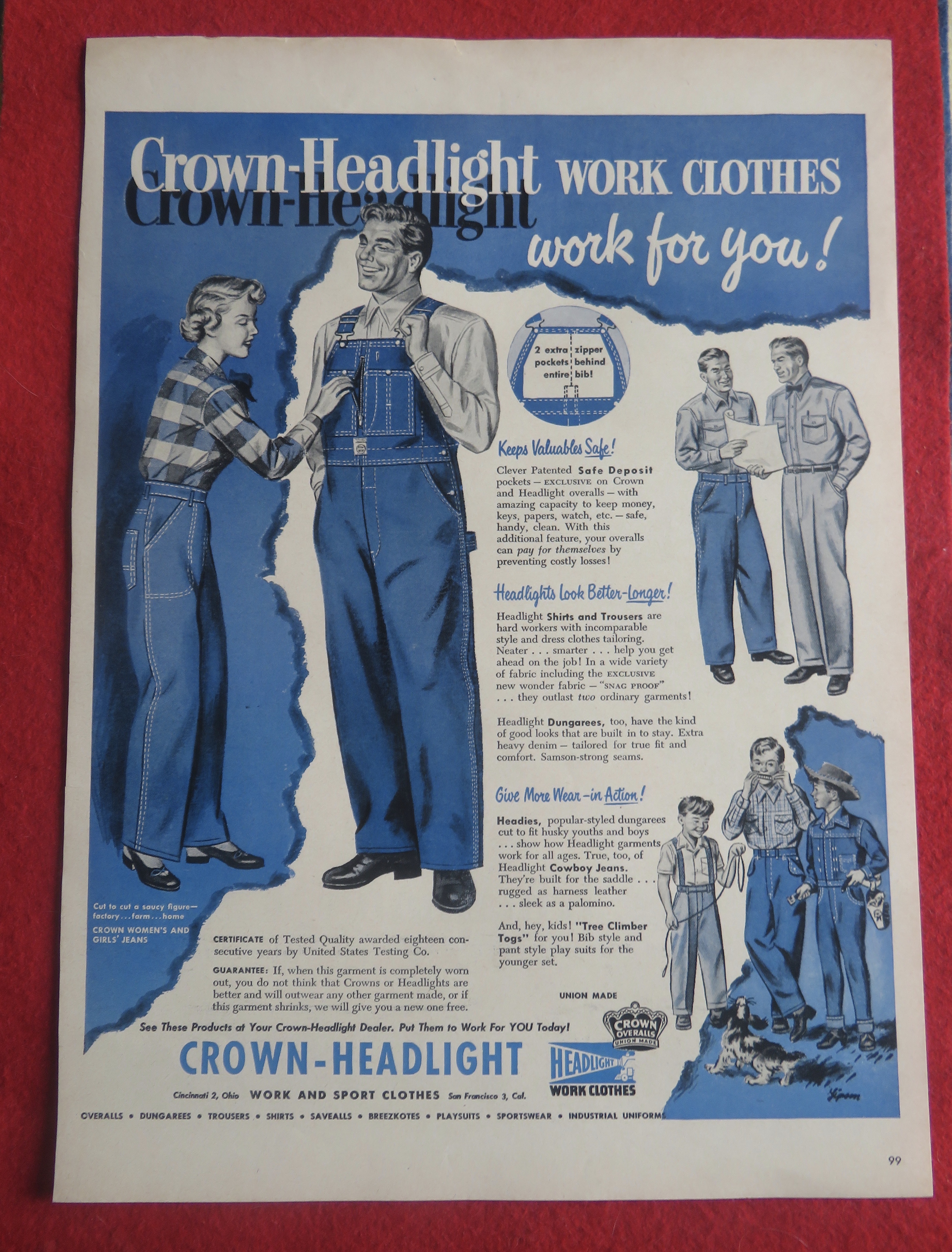 1951 Crown Headlight Work Clothes with Man & Woman