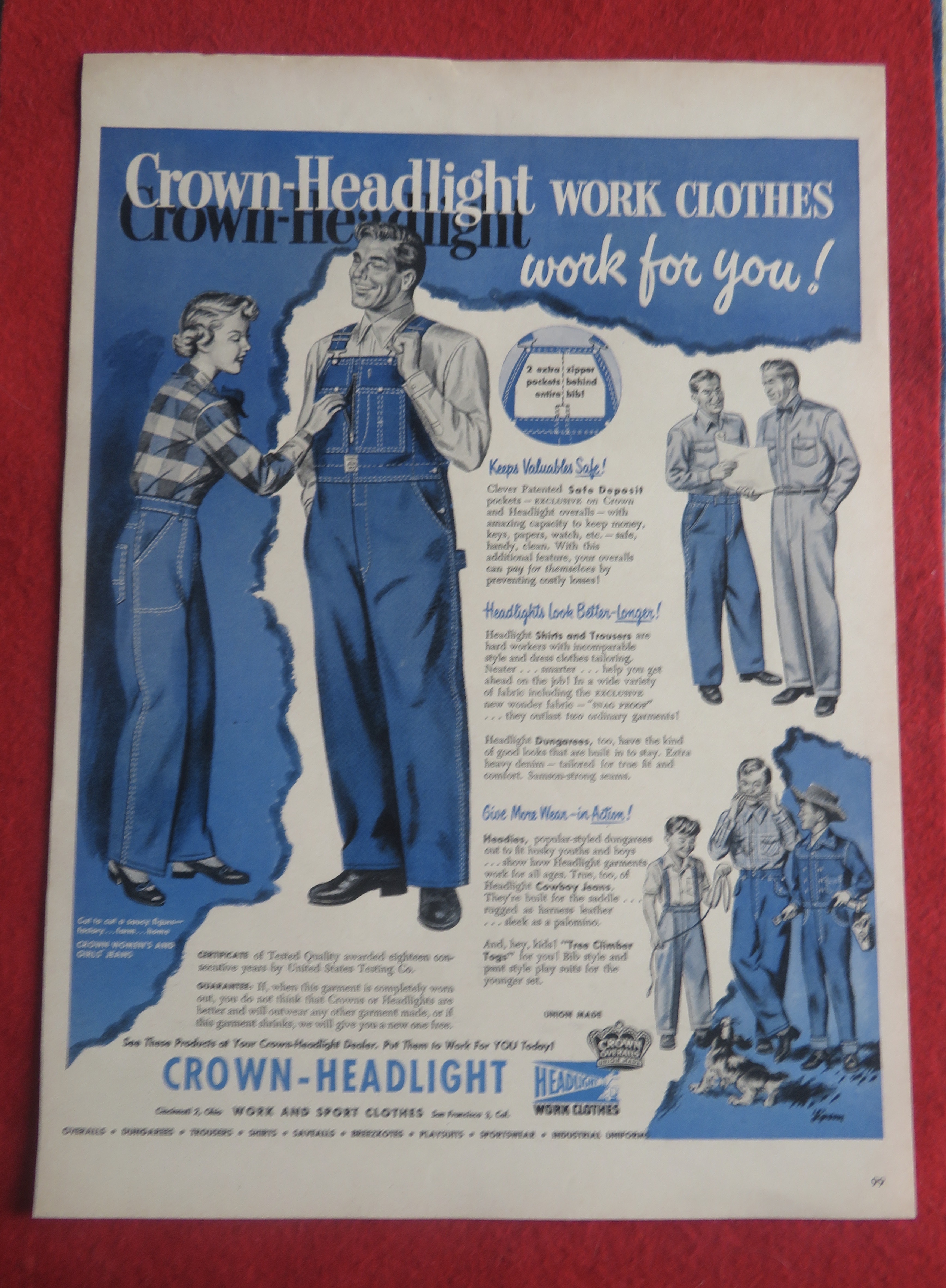 1951 Crown Headlight Work Clothes with Man & Woman