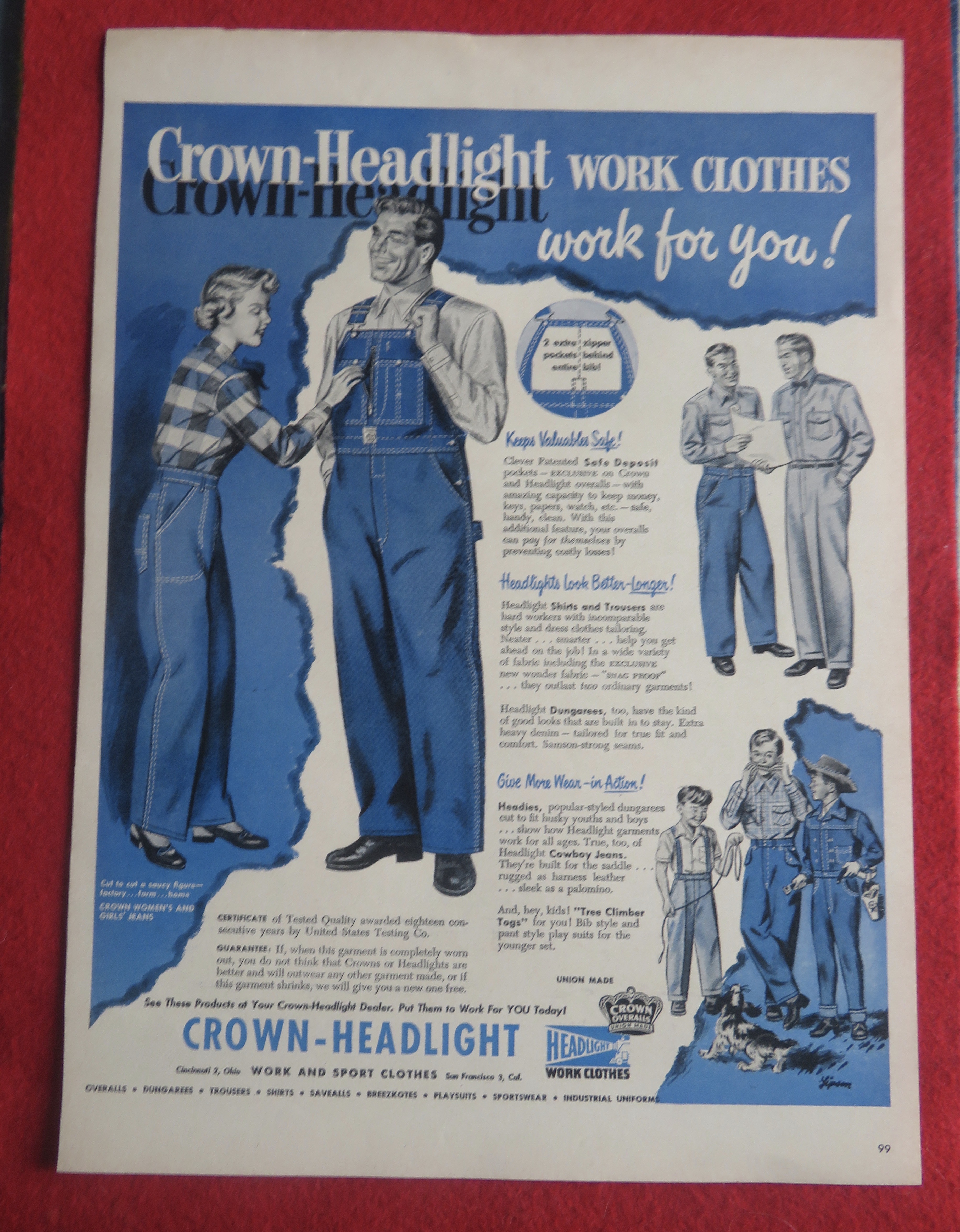 1951 Crown Headlight Work Clothes with Man & Woman