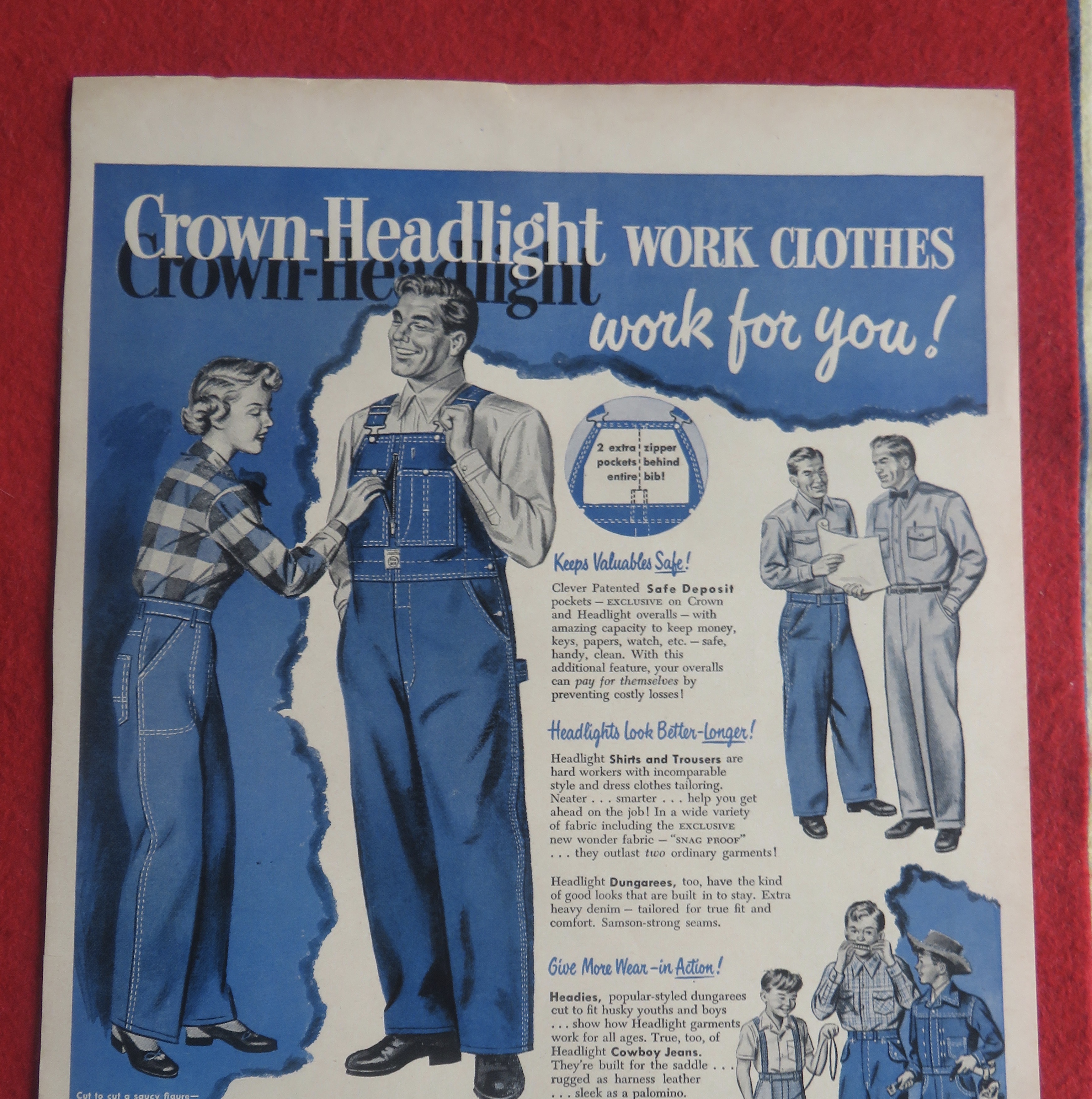 1951 Crown Headlight Work Clothes with Man & Woman